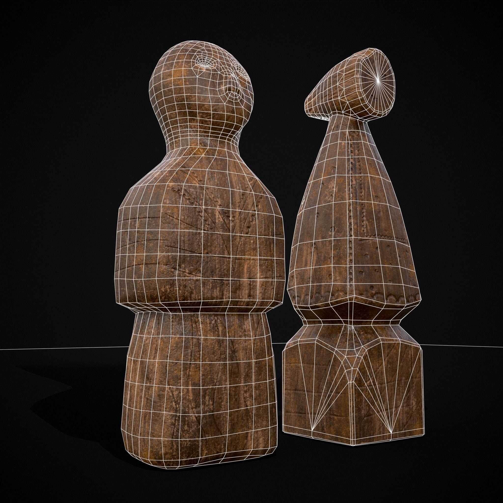 Medieval Wooden Dolls Low-poly 3D model_38