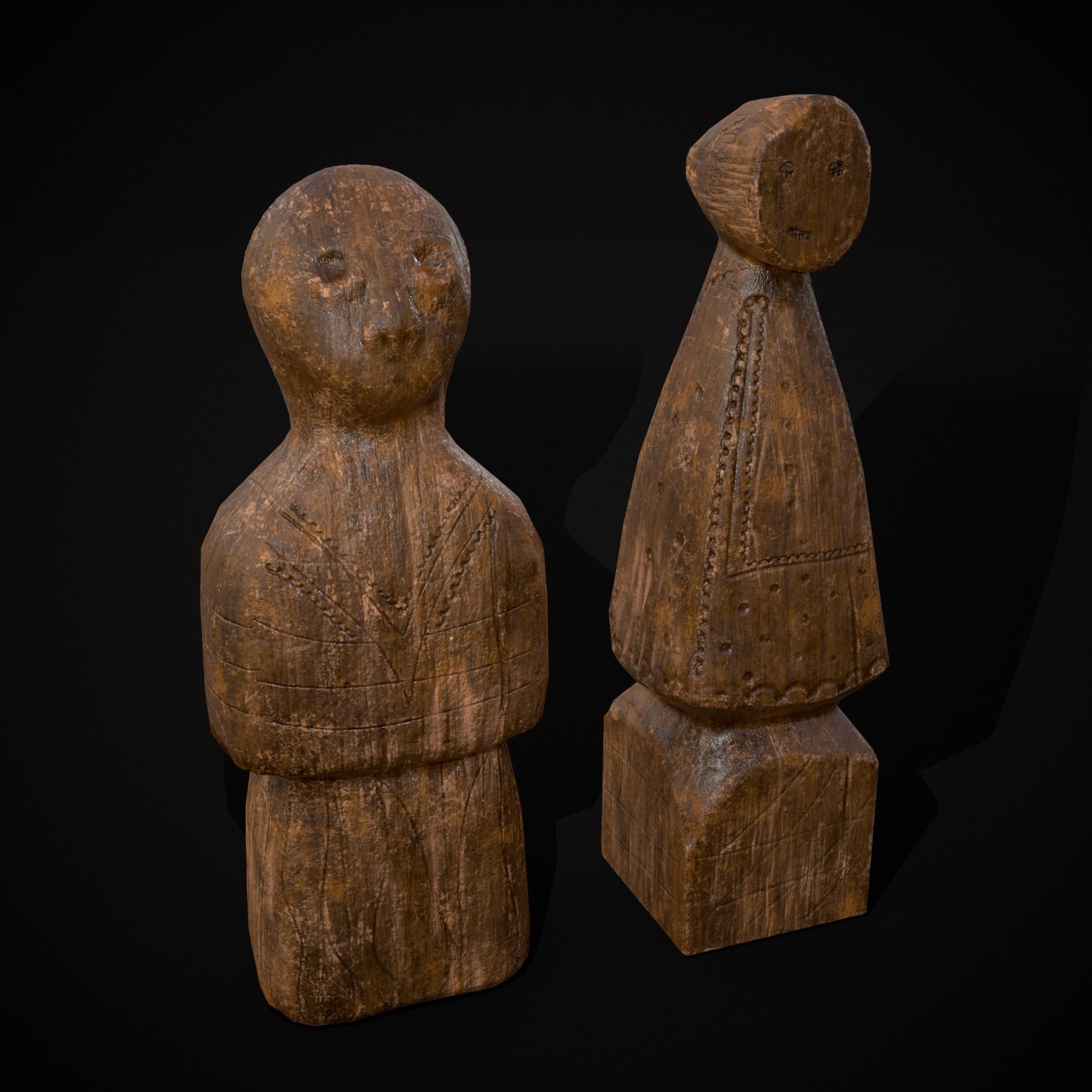 Medieval Wooden Dolls Low-poly 3D model_39