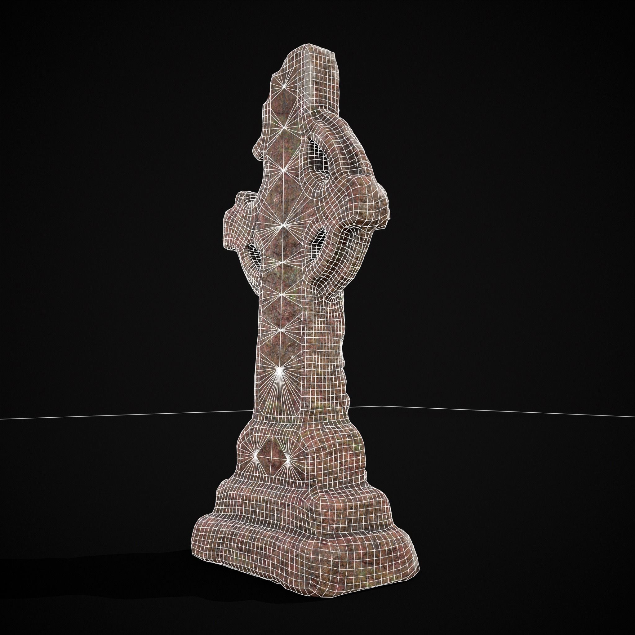 Broken Crusader Cross Gravestone Low-poly 3D model_6
