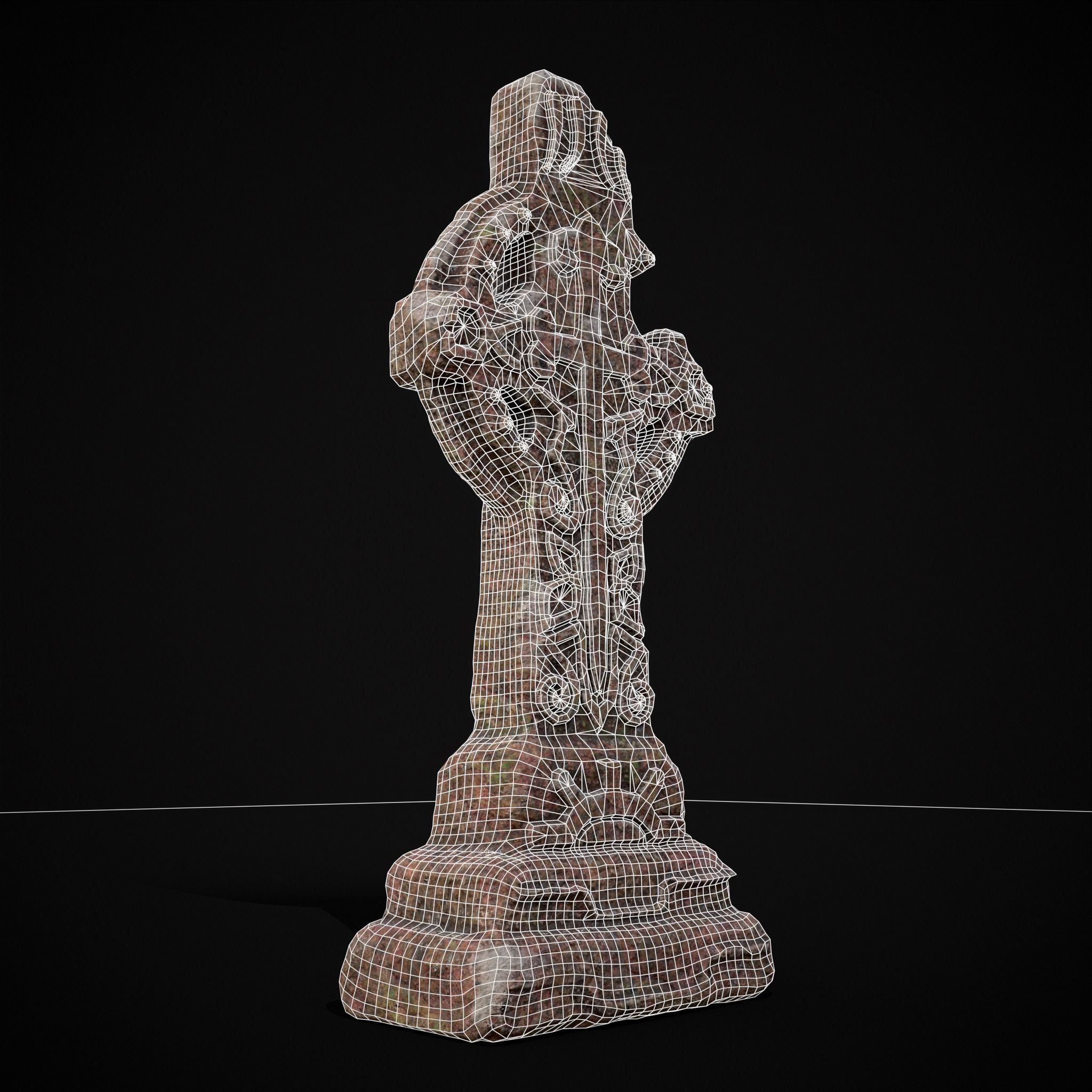 Broken Crusader Cross Gravestone Low-poly 3D model_18