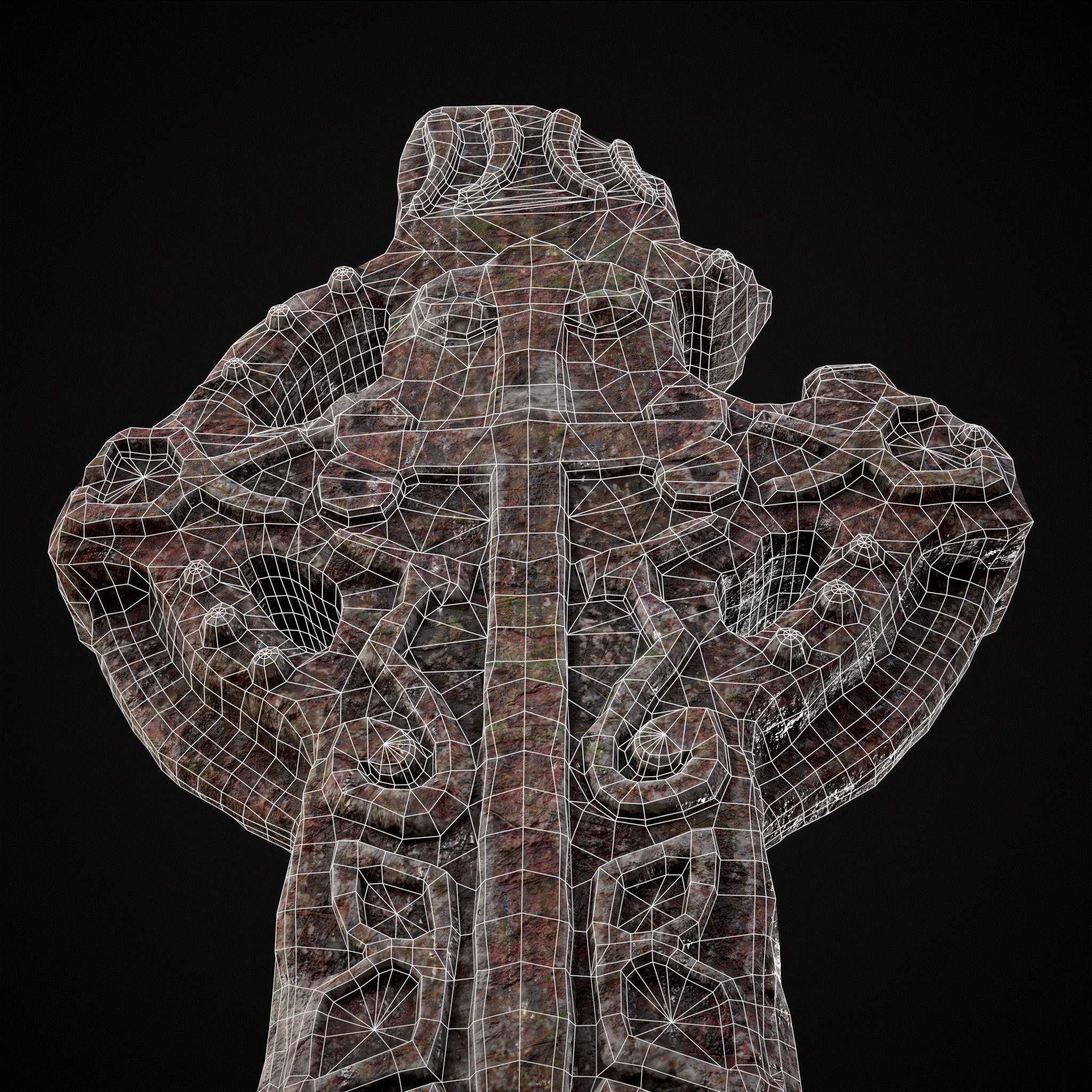 Broken Crusader Cross Gravestone Low-poly 3D model_36