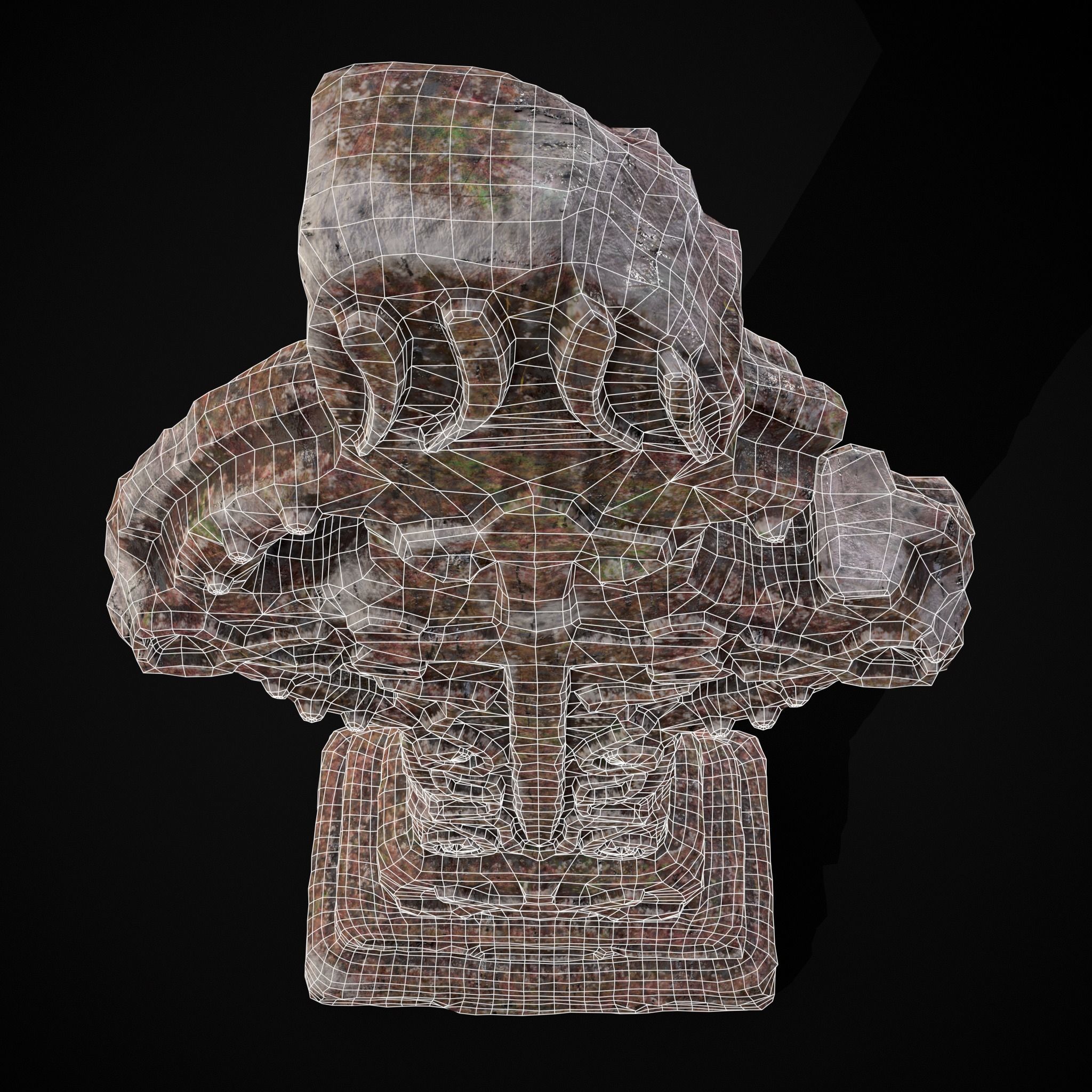 Broken Crusader Cross Gravestone Low-poly 3D model_16