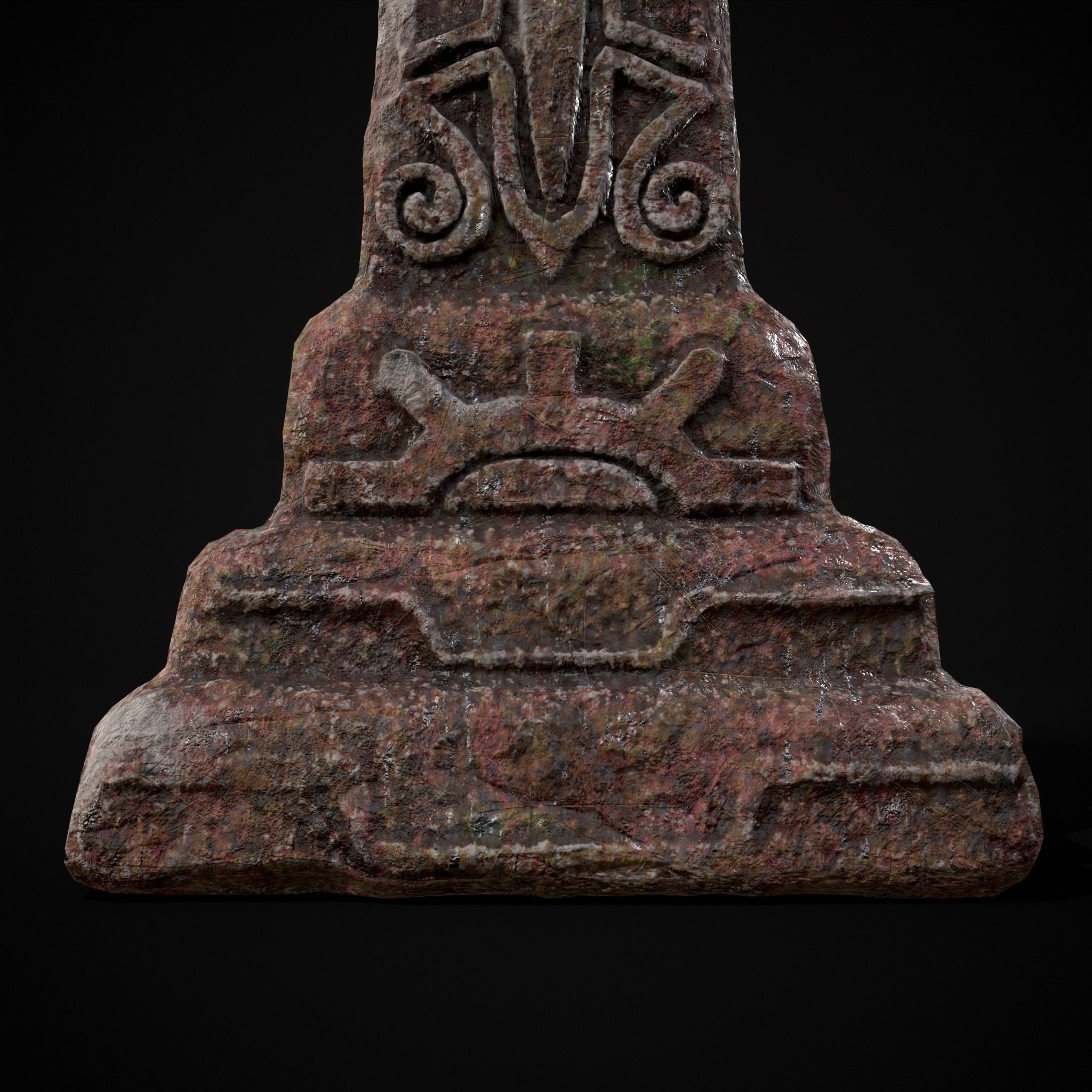 Broken Crusader Cross Gravestone Low-poly 3D model_29