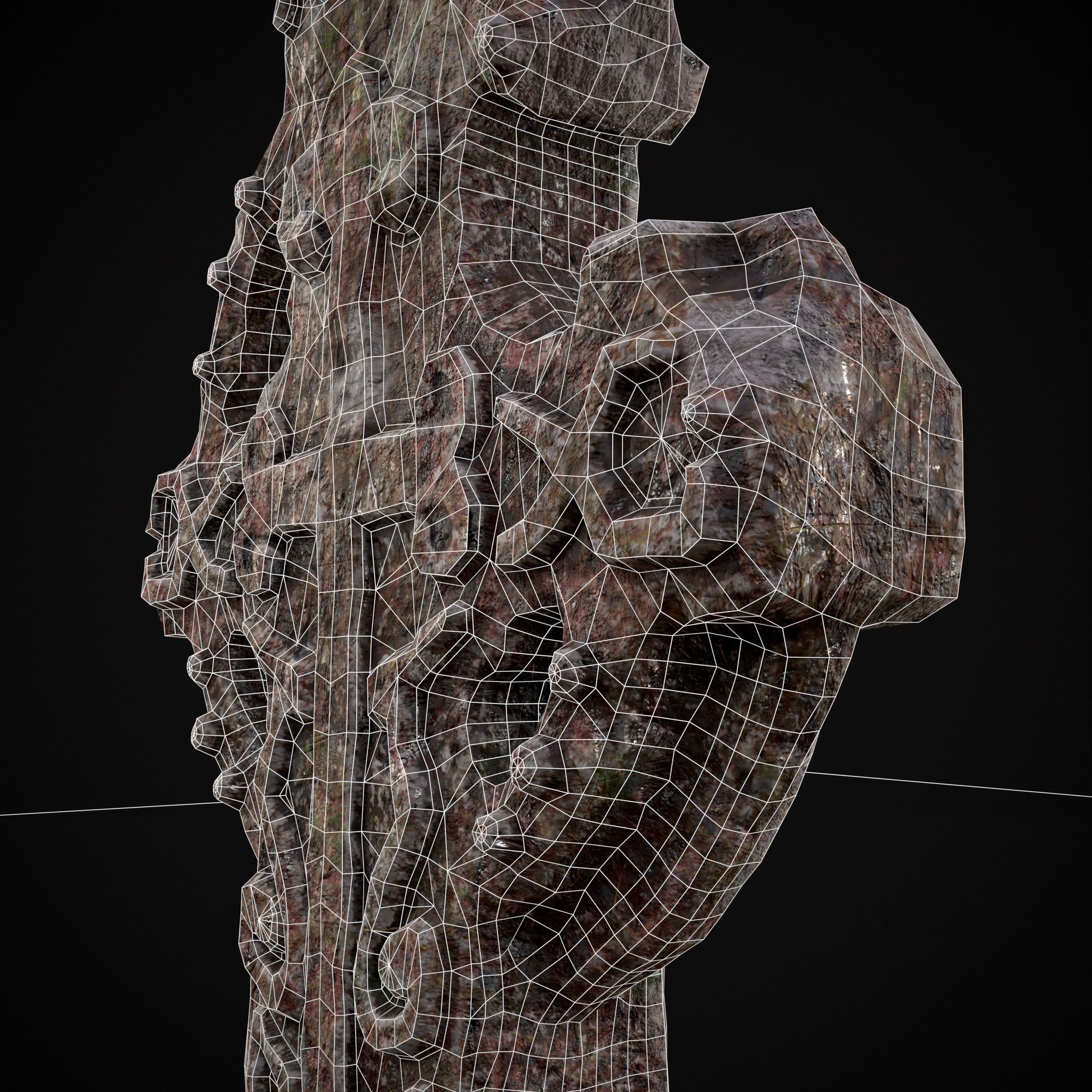 Broken Crusader Cross Gravestone Low-poly 3D model_10