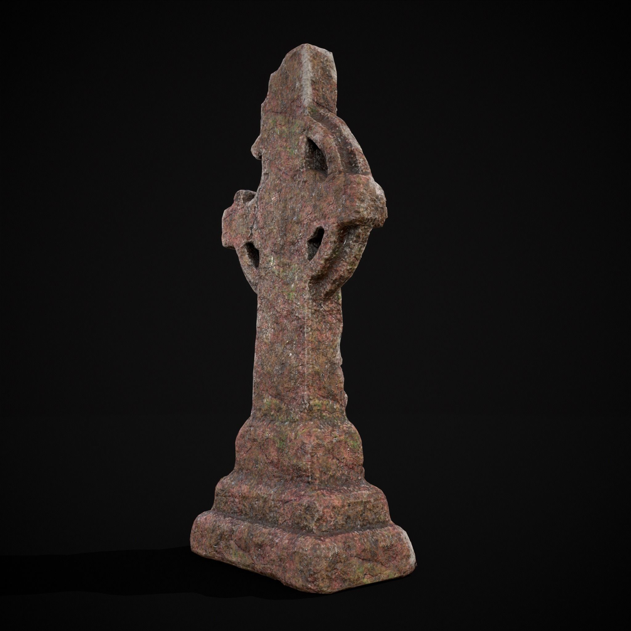 Broken Crusader Cross Gravestone Low-poly 3D model_5