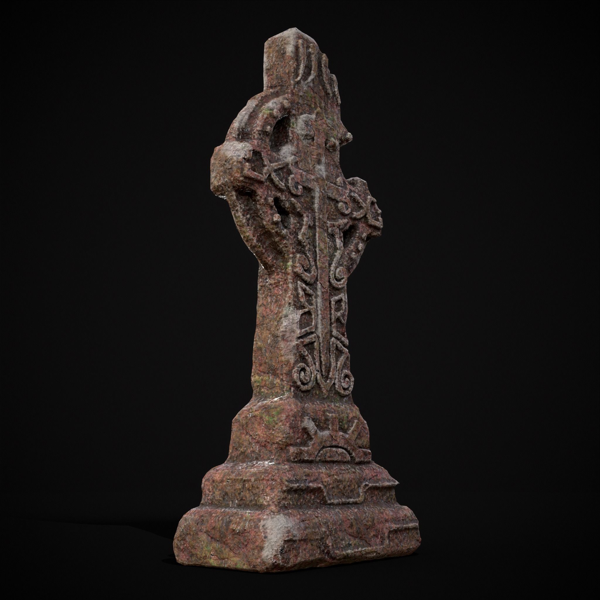 Broken Crusader Cross Gravestone Low-poly 3D model_27