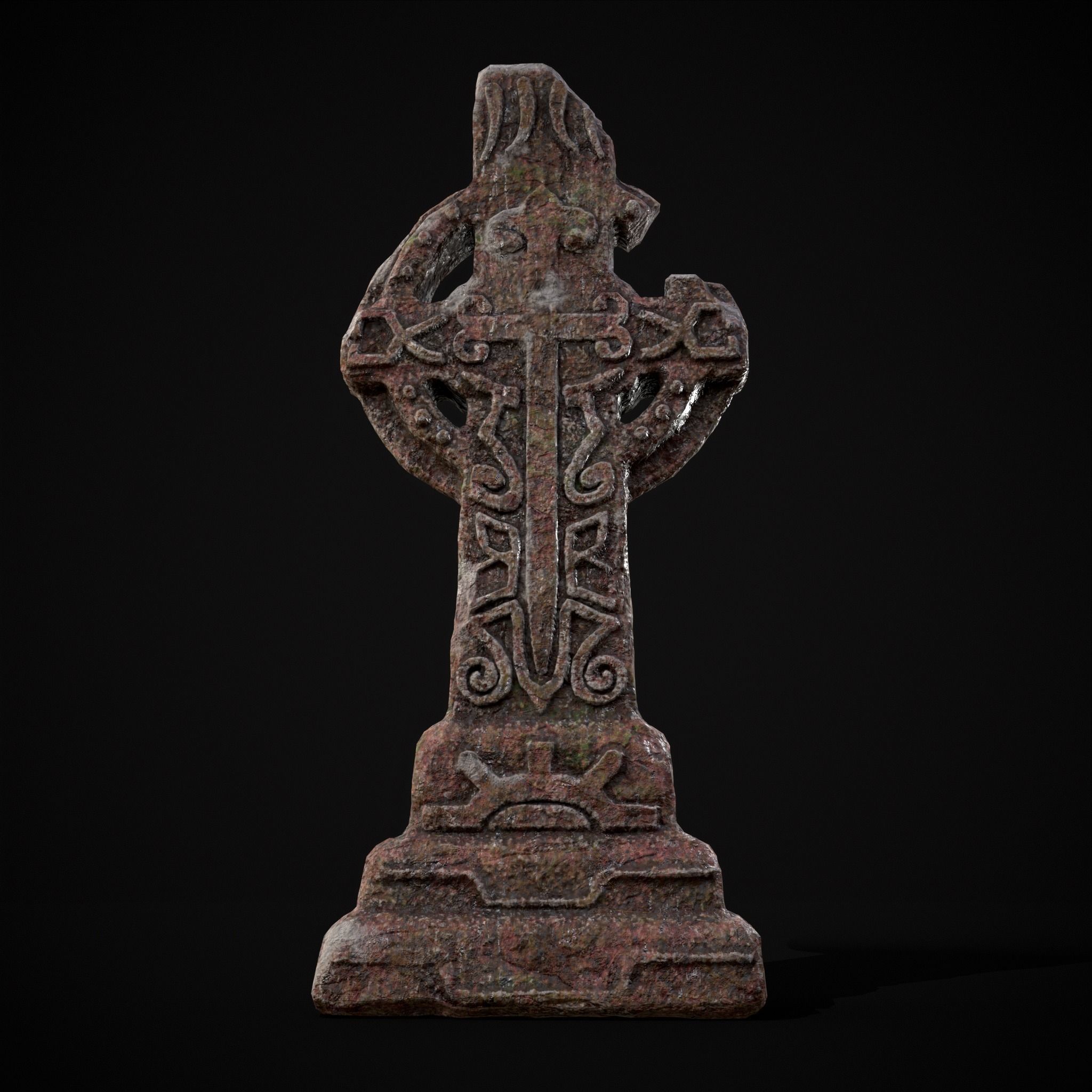 Broken Crusader Cross Gravestone Low-poly 3D model_25