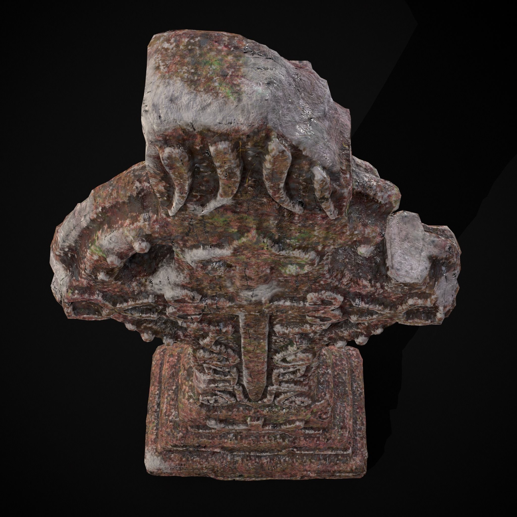 Broken Crusader Cross Gravestone Low-poly 3D model_15