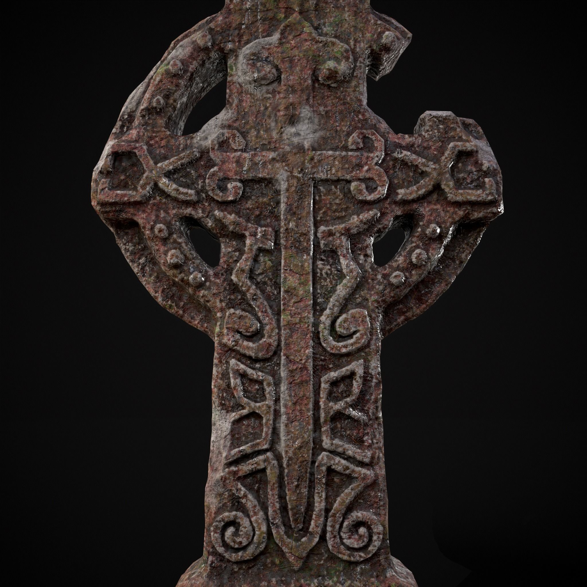 Broken Crusader Cross Gravestone Low-poly 3D model_31