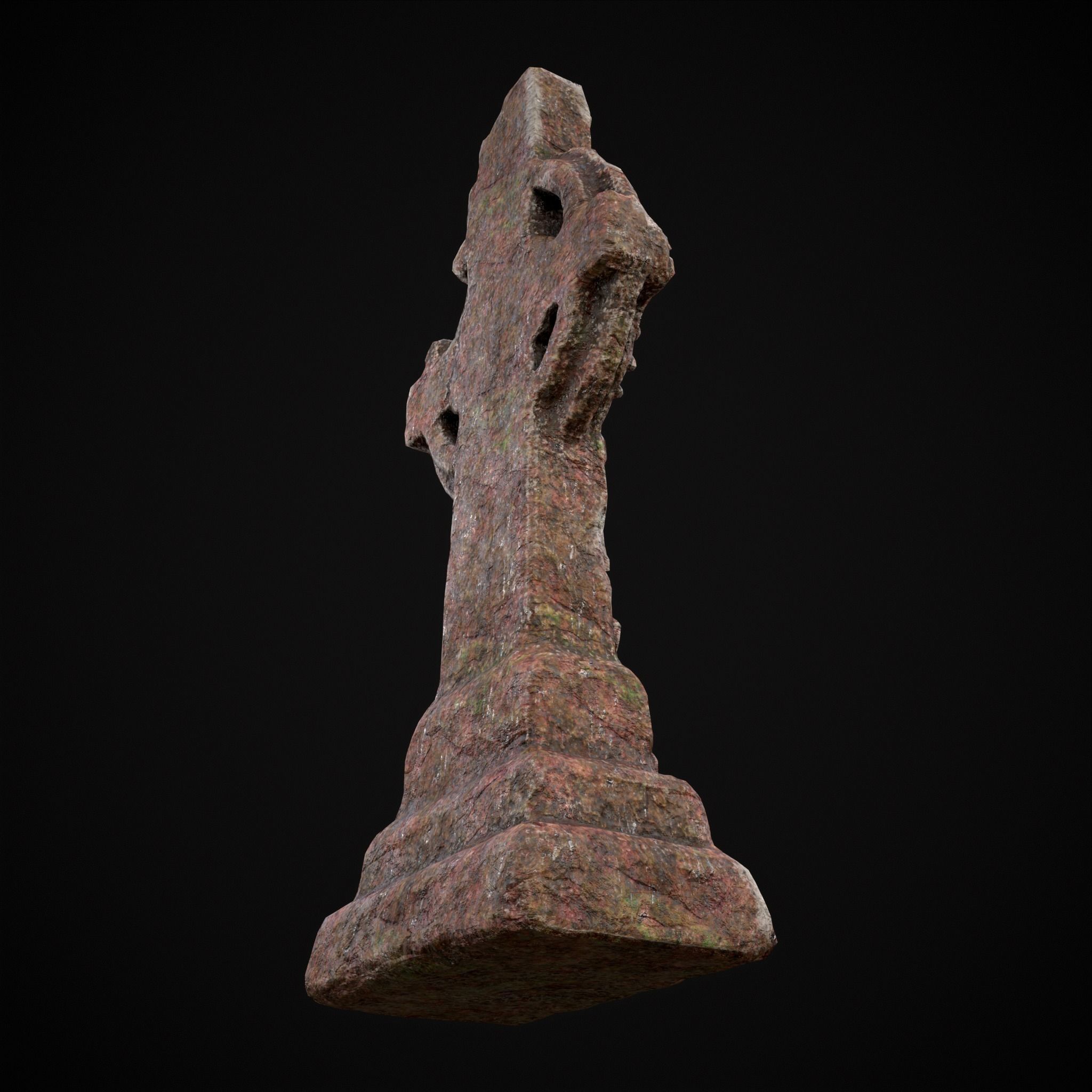 Broken Crusader Cross Gravestone Low-poly 3D model_23