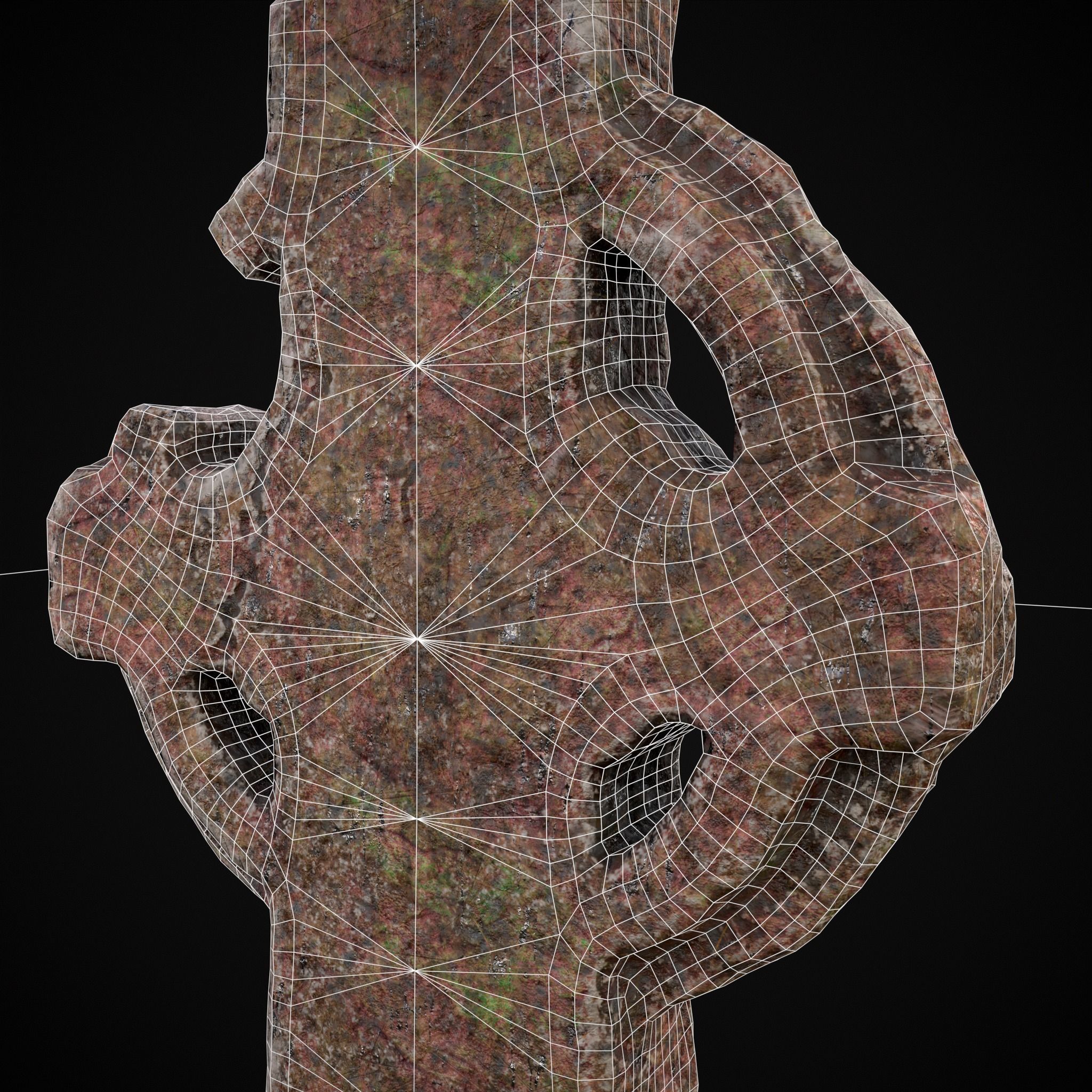 Broken Crusader Cross Gravestone Low-poly 3D model_14