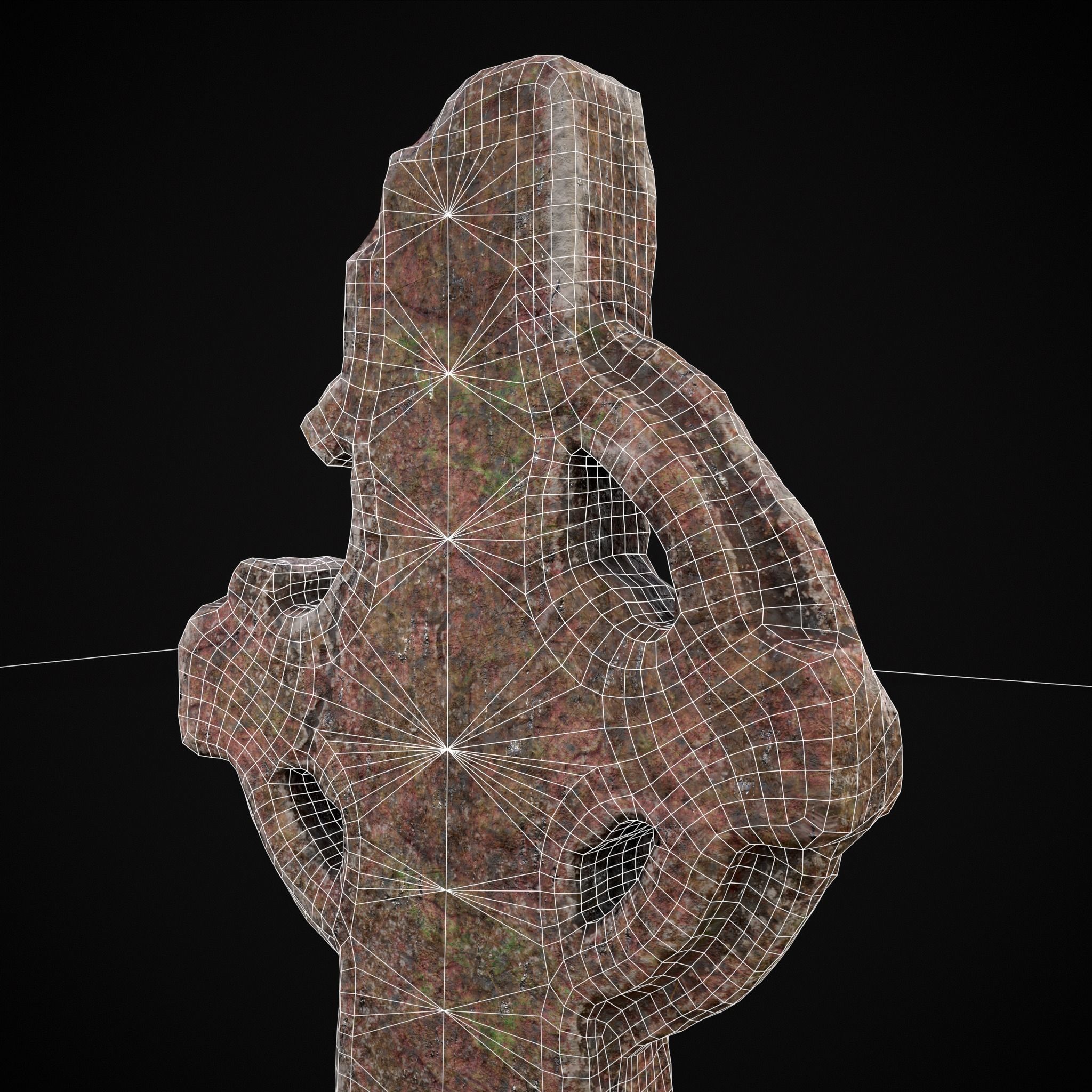 Broken Crusader Cross Gravestone Low-poly 3D model_40