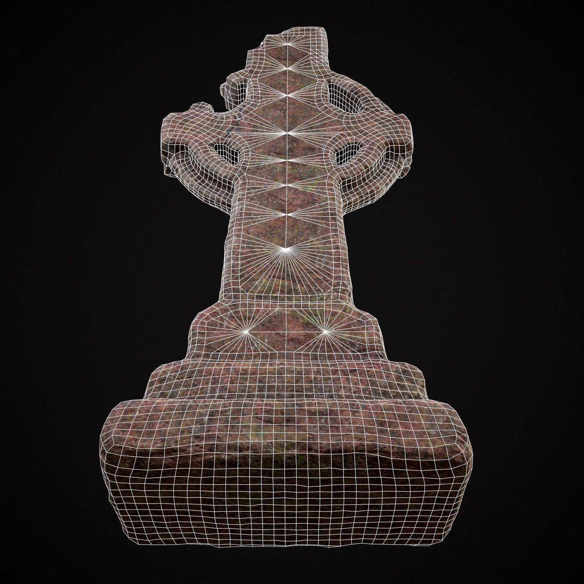 Broken Crusader Cross Gravestone Low-poly 3D model_22