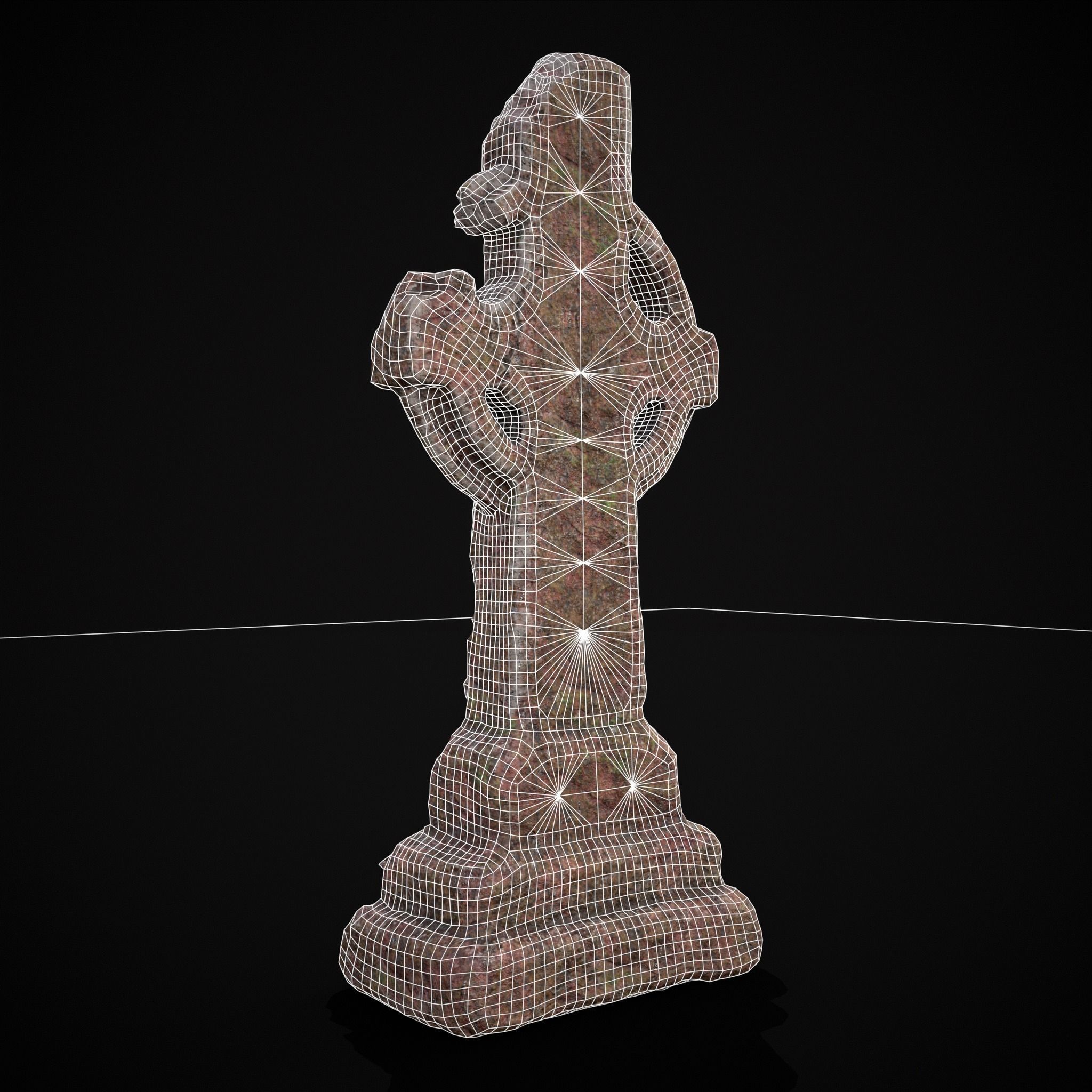 Broken Crusader Cross Gravestone Low-poly 3D model_4