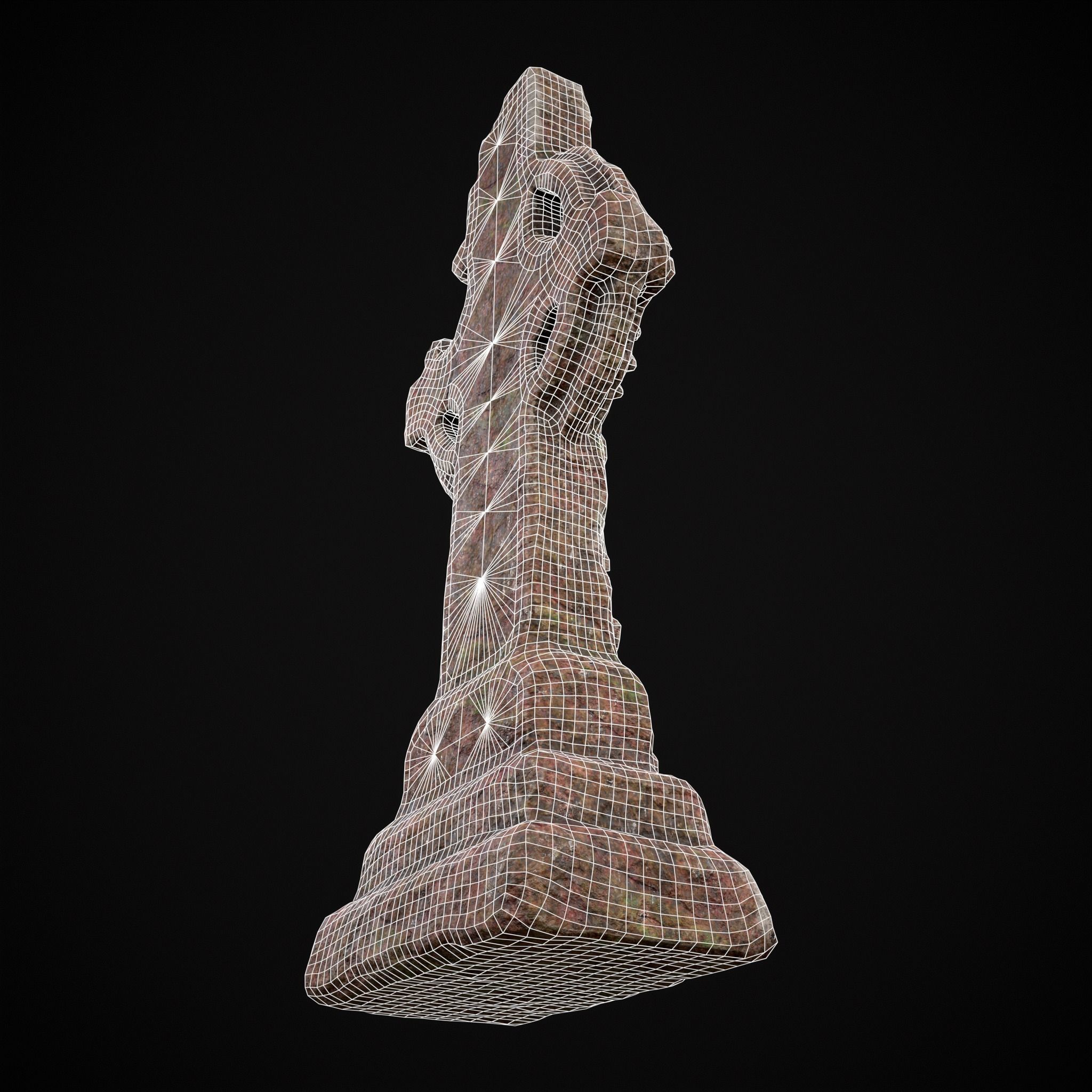 Broken Crusader Cross Gravestone Low-poly 3D model_24