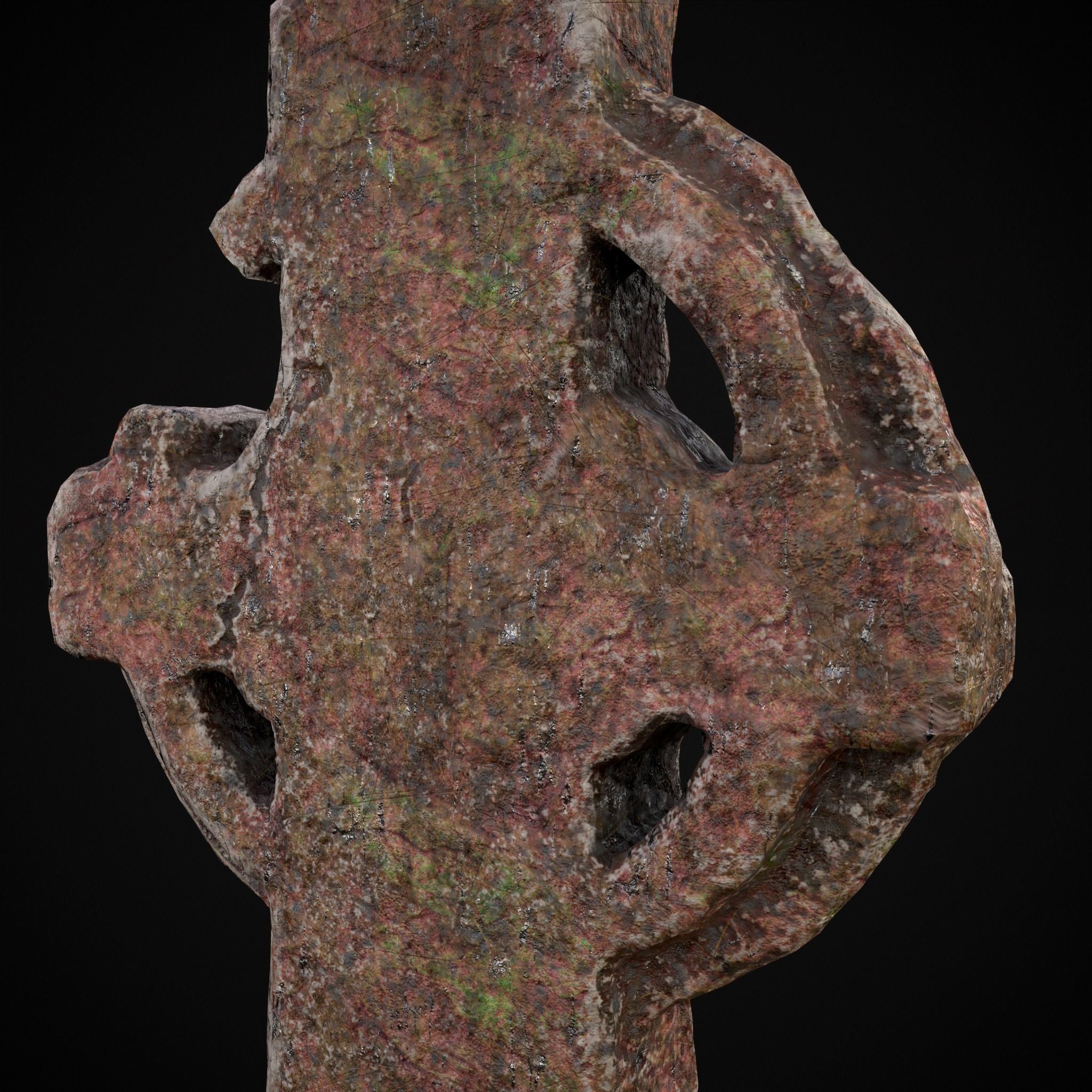 Broken Crusader Cross Gravestone Low-poly 3D model_13