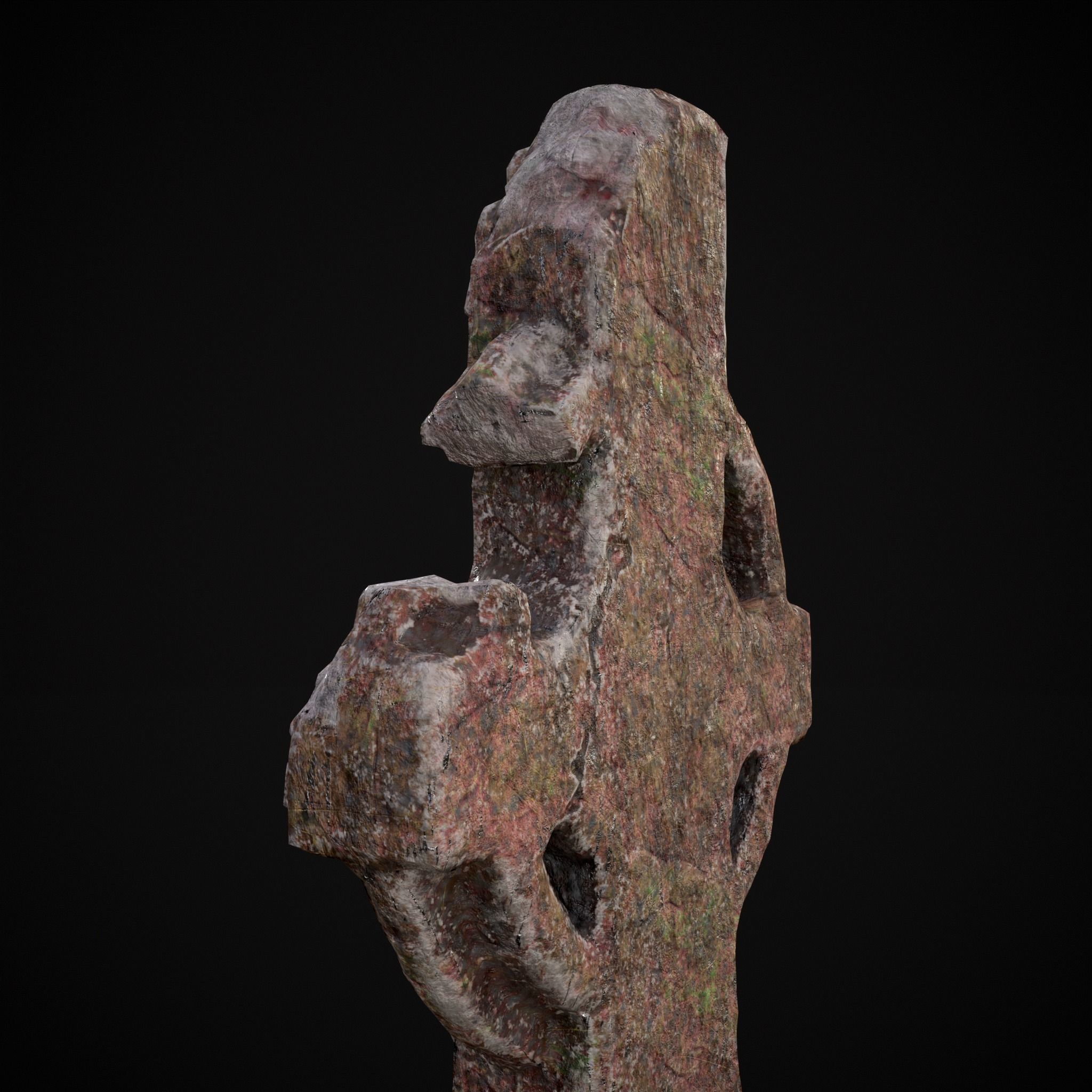 Broken Crusader Cross Gravestone Low-poly 3D model_37