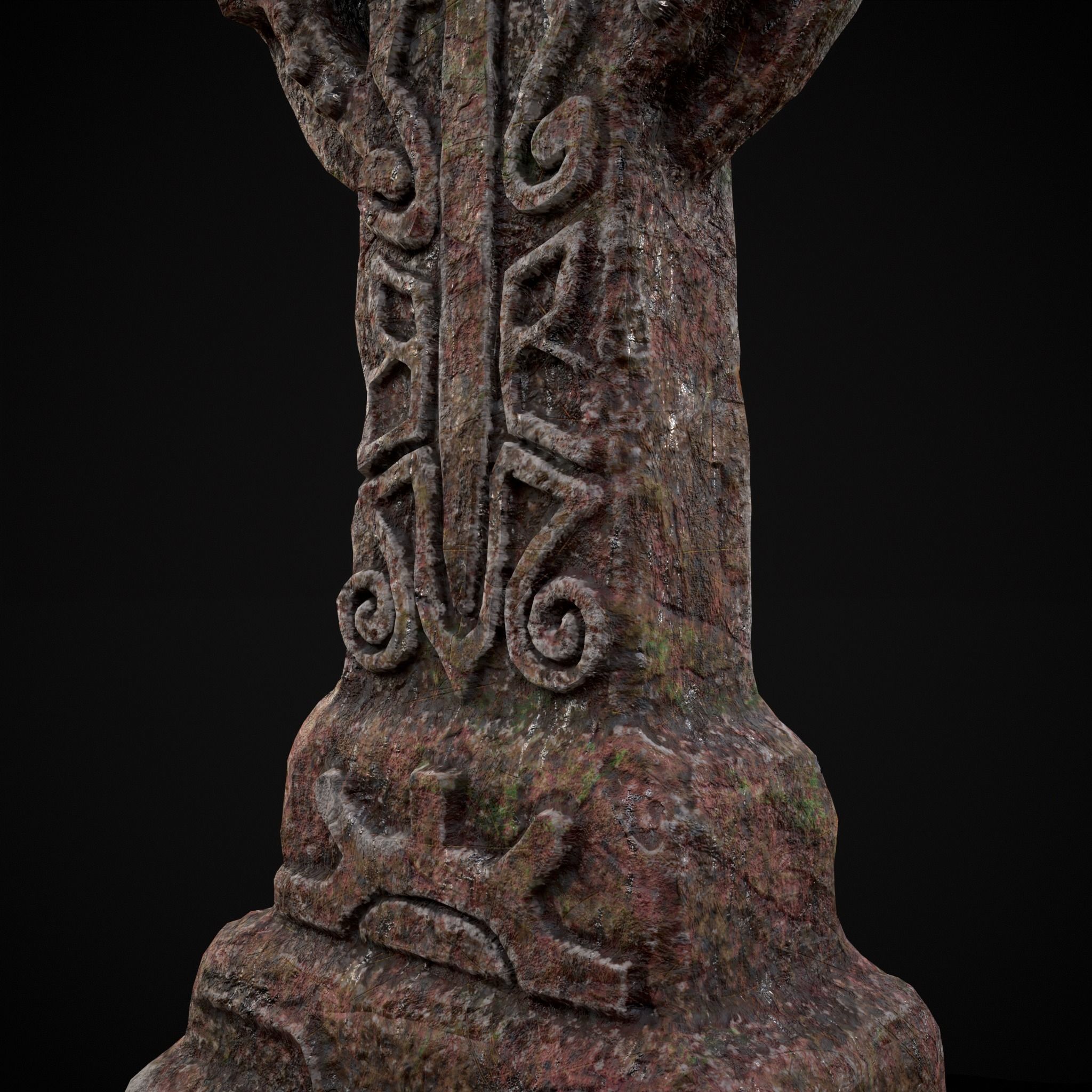 Broken Crusader Cross Gravestone Low-poly 3D model_33