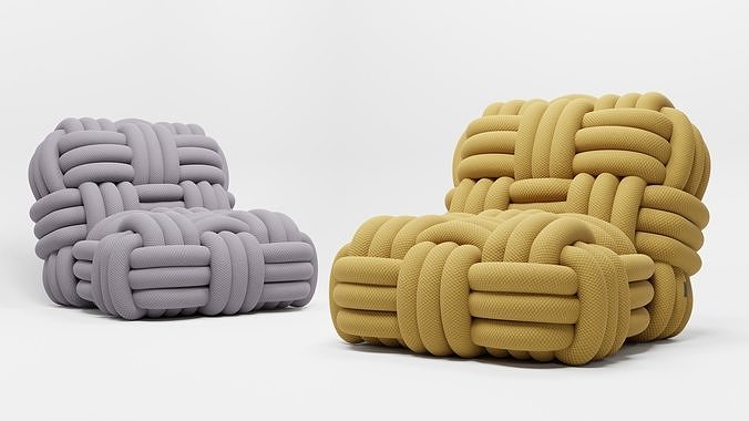 Moooi Knitty Lounge Chair by Nika Zupanc  Low-poly 3D model 7