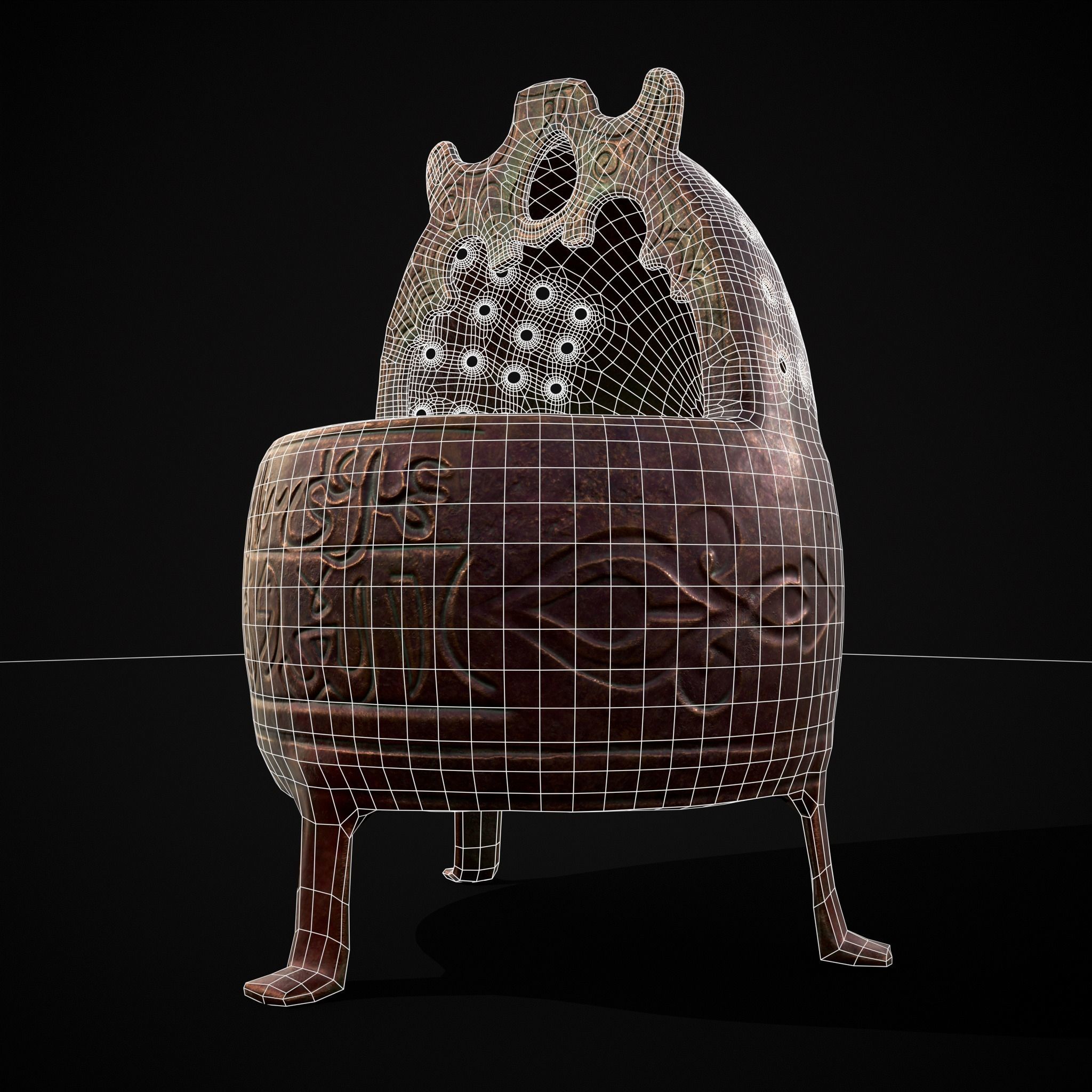 Engraved Metal Perfume Holder Low-poly 3D model_4