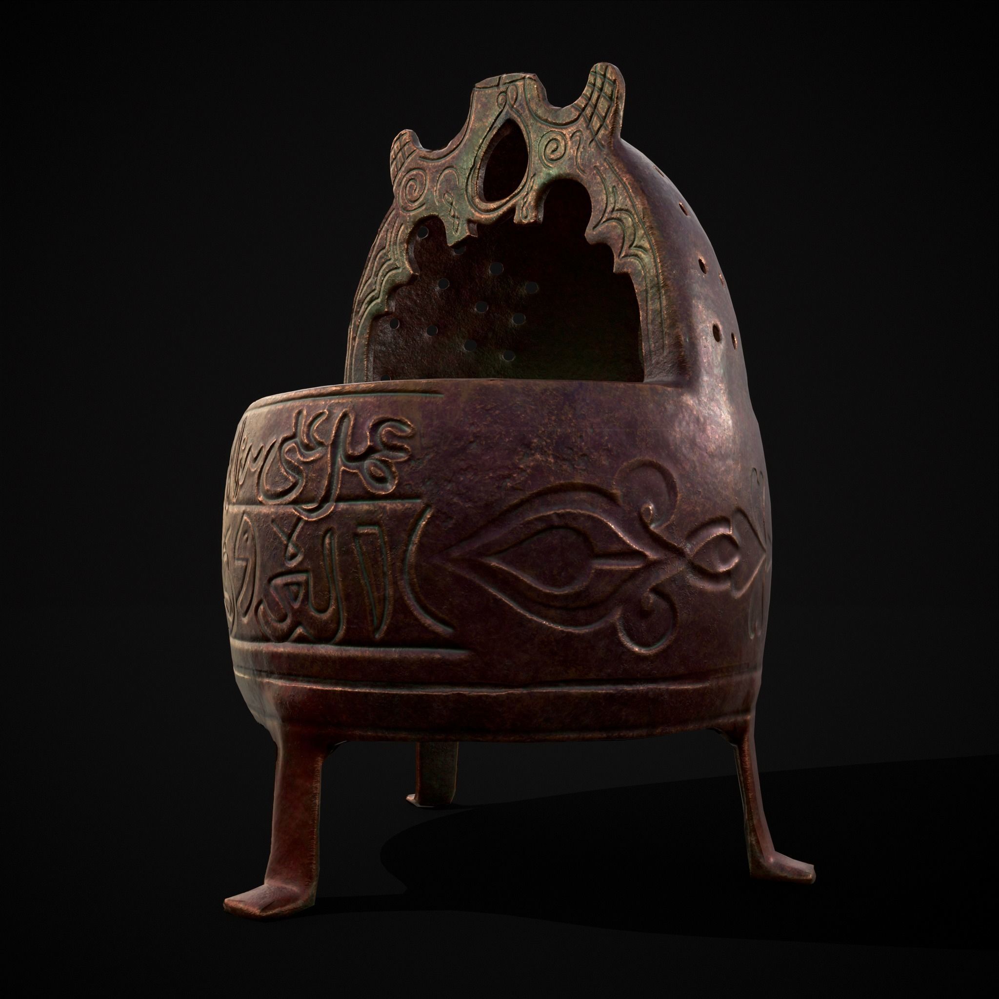 Engraved Metal Perfume Holder Low-poly 3D model_3