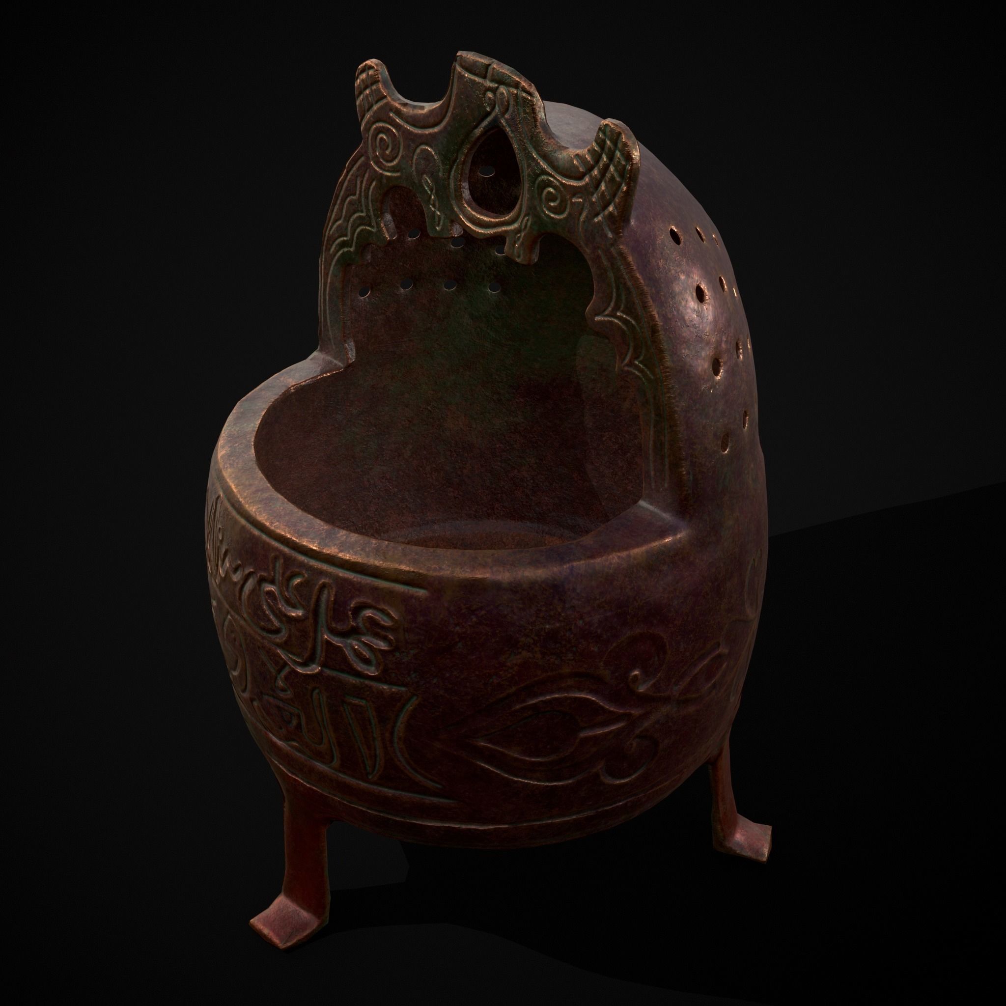 Engraved Metal Perfume Holder Low-poly 3D model_39