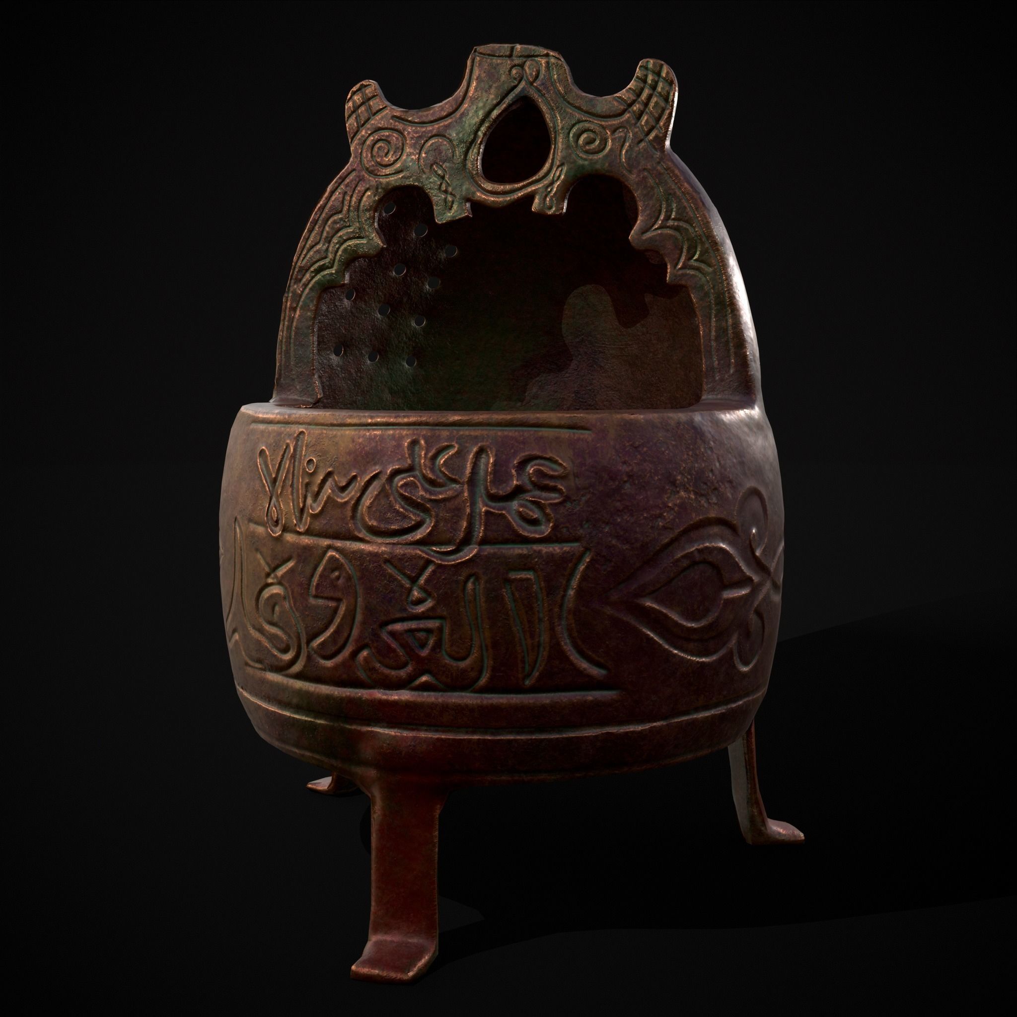 Engraved Metal Perfume Holder Low-poly 3D model_25