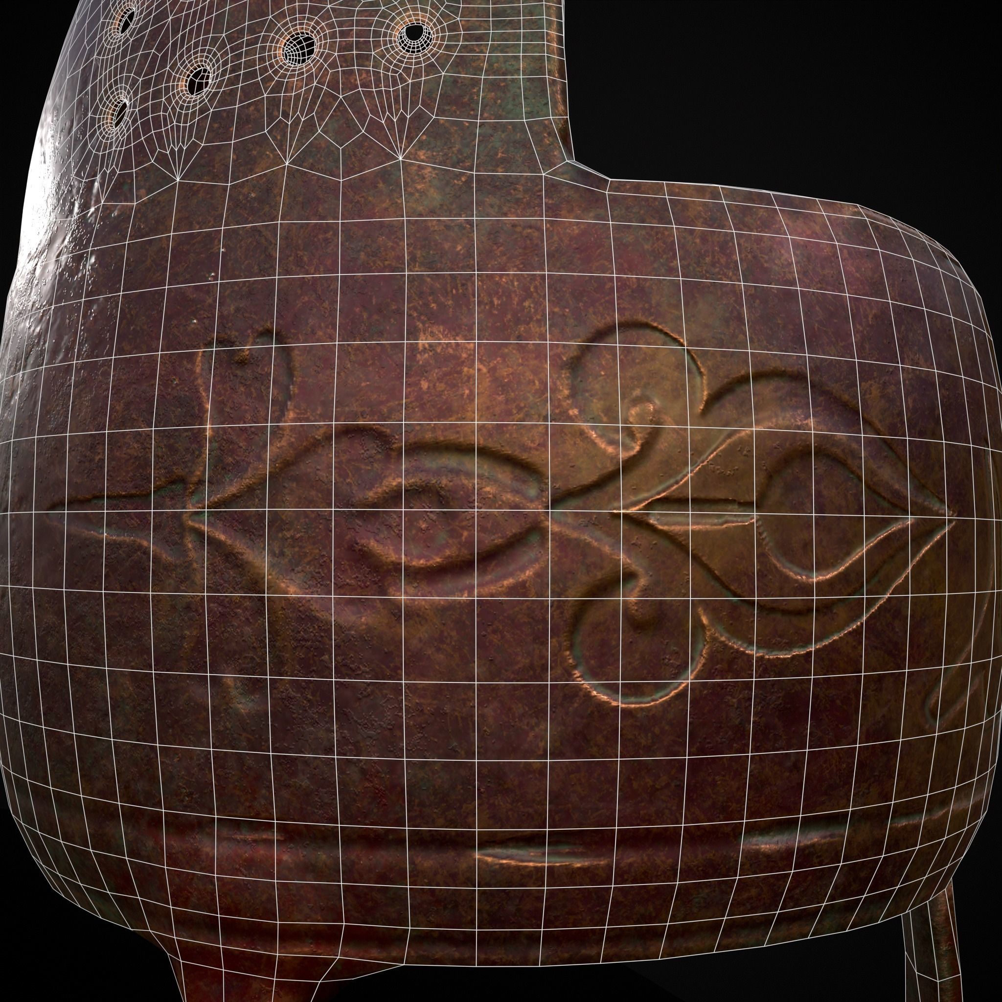 Engraved Metal Perfume Holder Low-poly 3D model_16