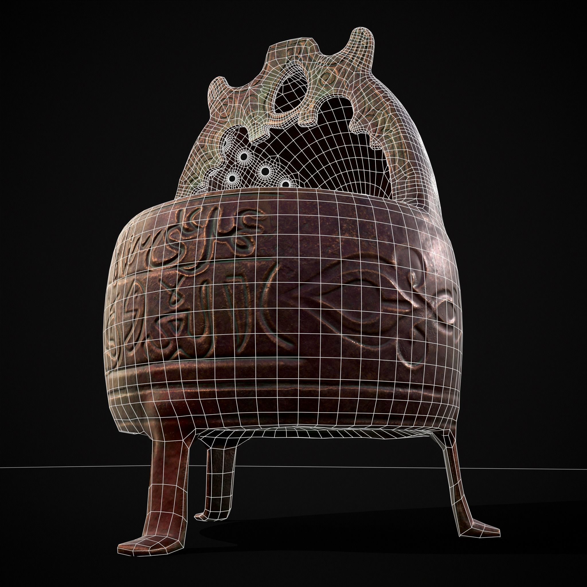 Engraved Metal Perfume Holder Low-poly 3D model_12