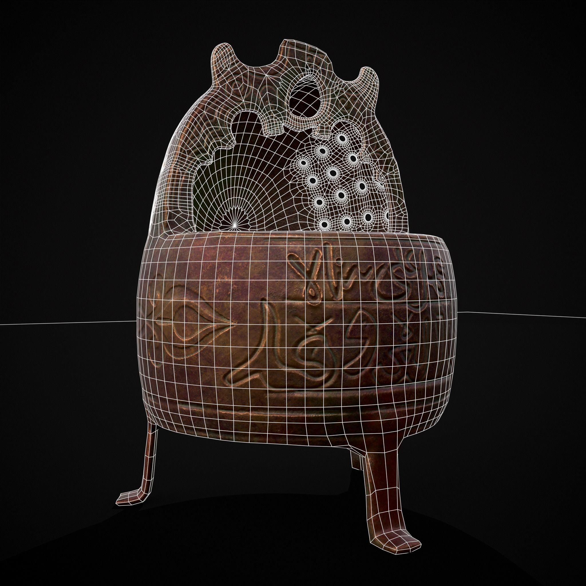 Engraved Metal Perfume Holder Low-poly 3D model_2