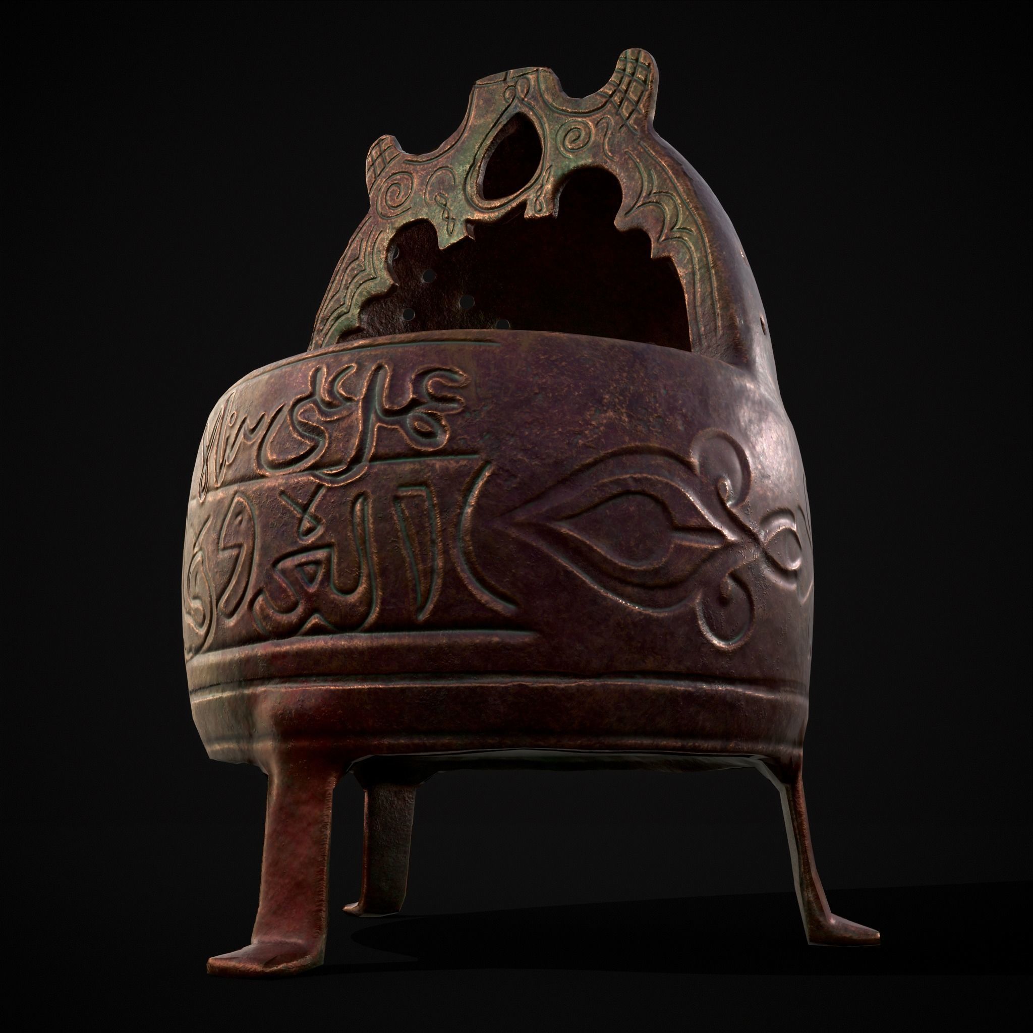 Engraved Metal Perfume Holder Low-poly 3D model_11