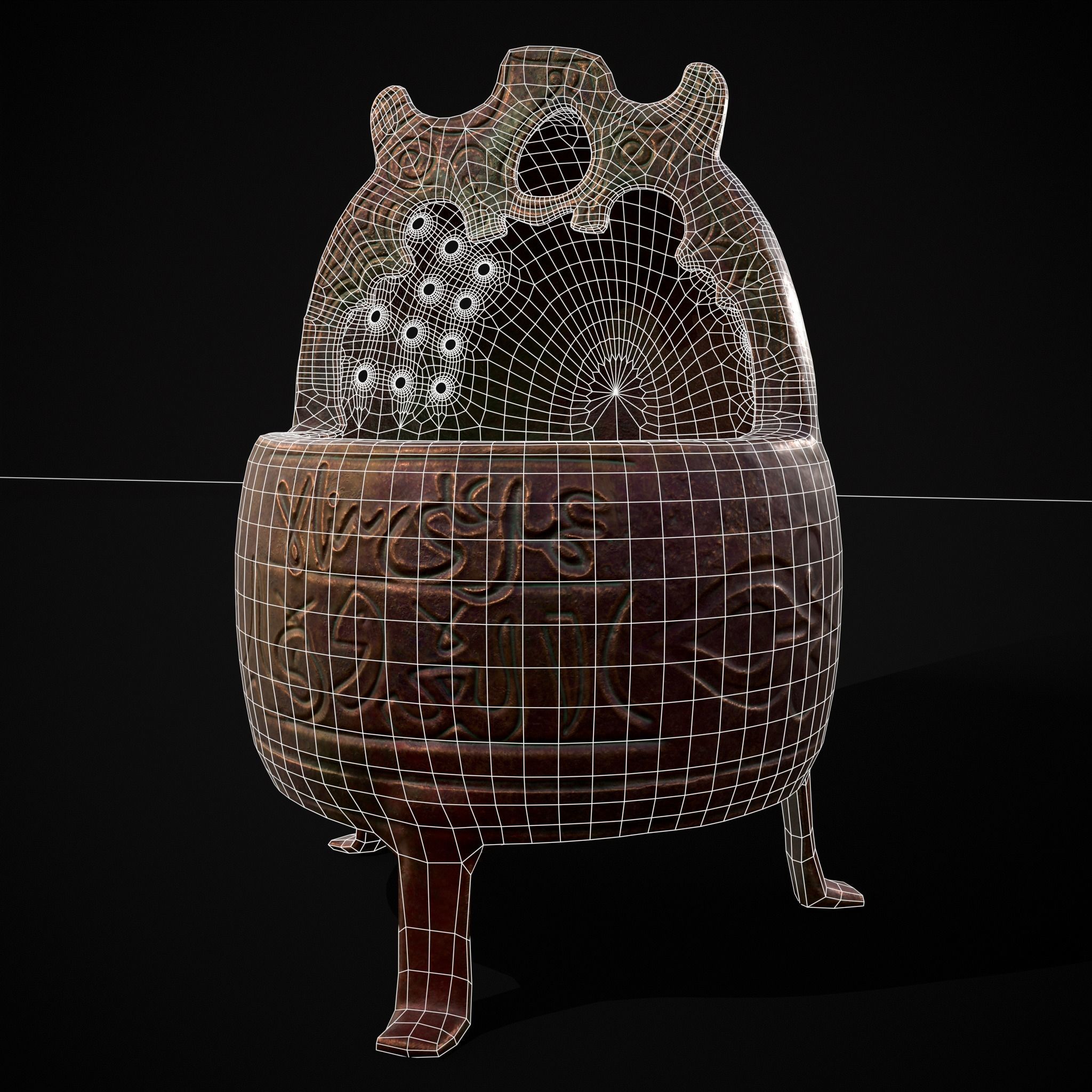 Engraved Metal Perfume Holder Low-poly 3D model_26