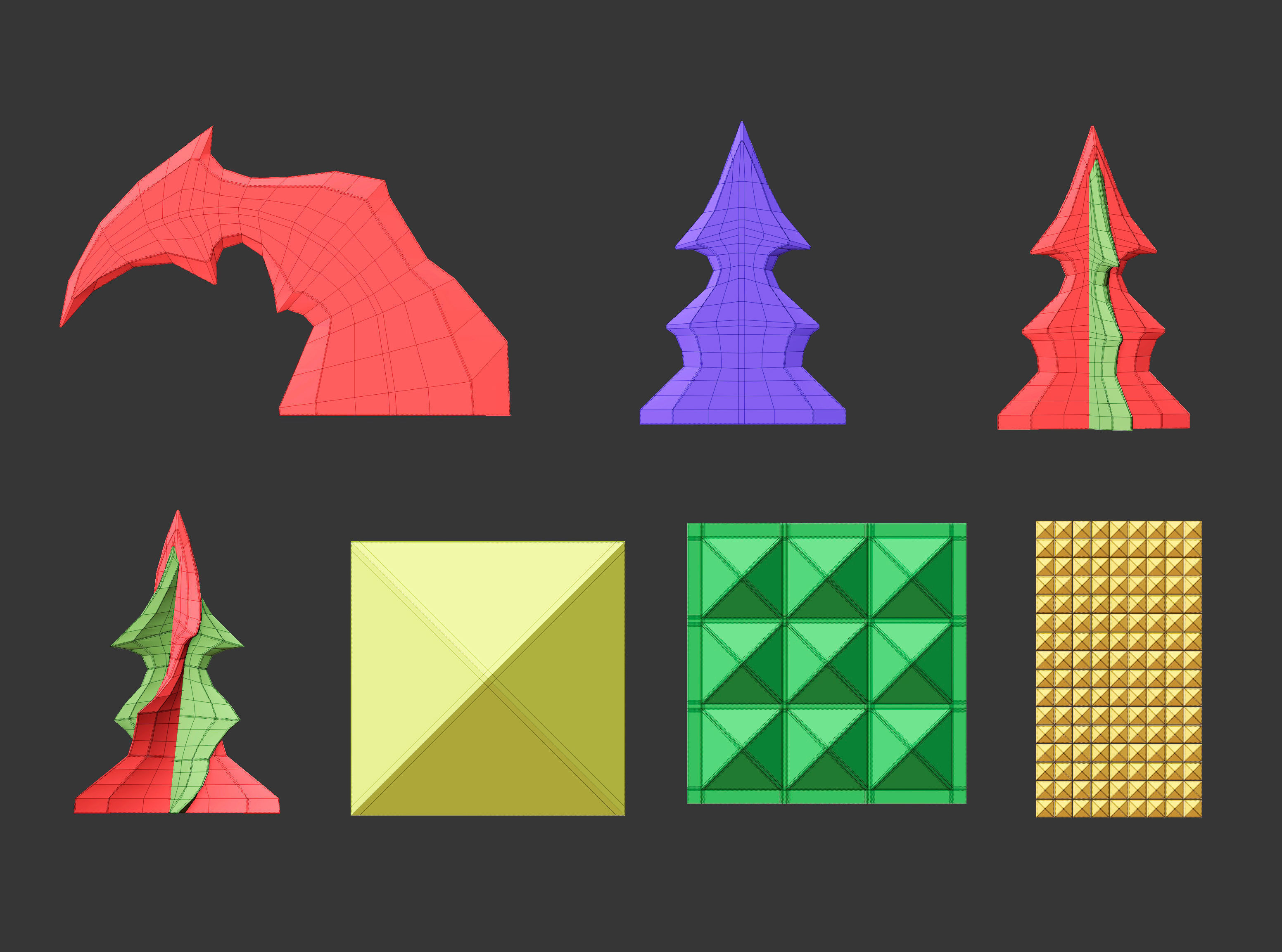 50 low poly studs and spikes imm set 3D model_10