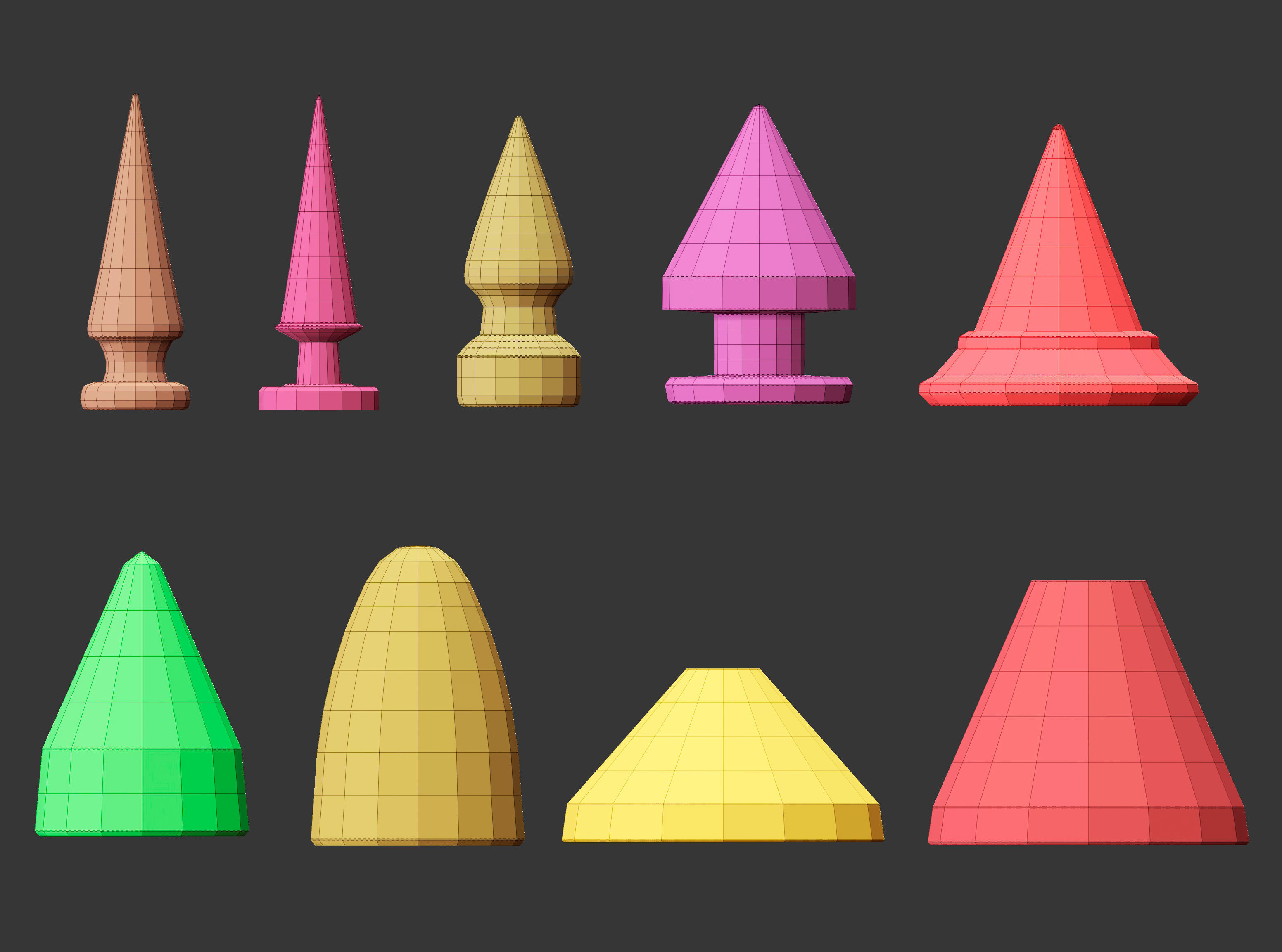 50 low poly studs and spikes imm set 3D model_6