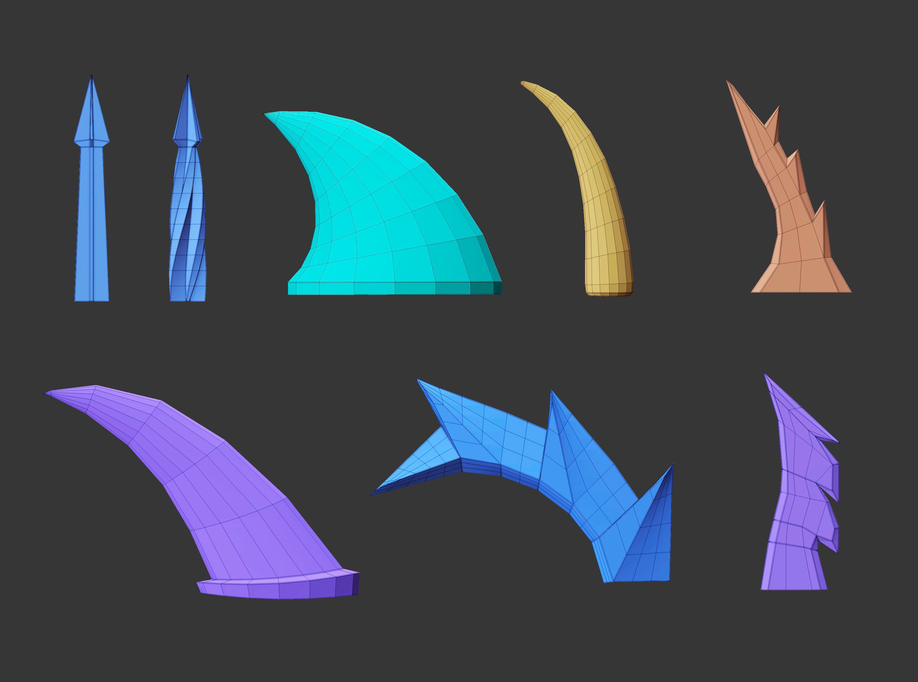50 low poly studs and spikes imm set 3D model_9