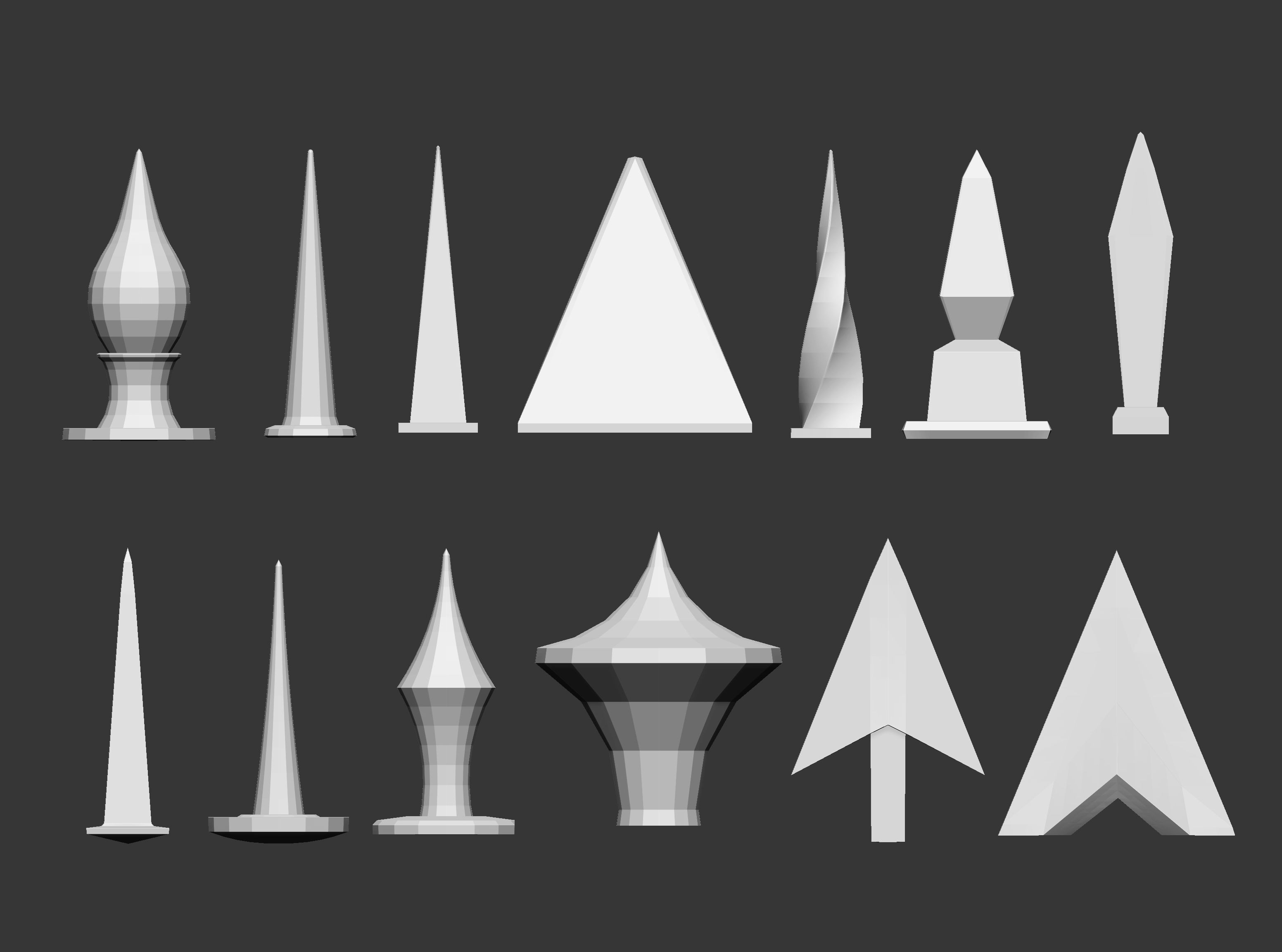 50 low poly studs and spikes imm set 3D model_2