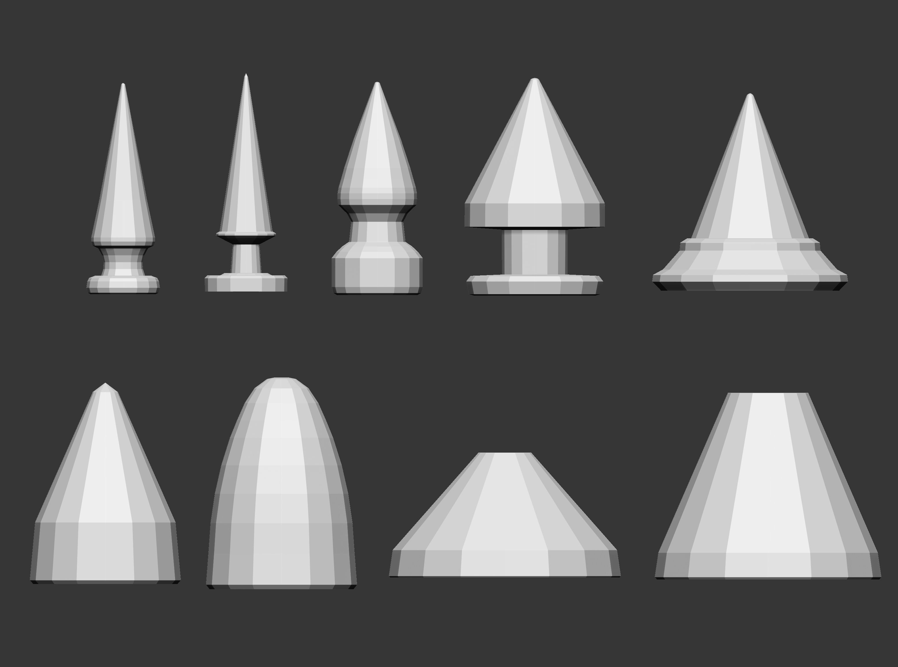 50 low poly studs and spikes imm set 3D model_1