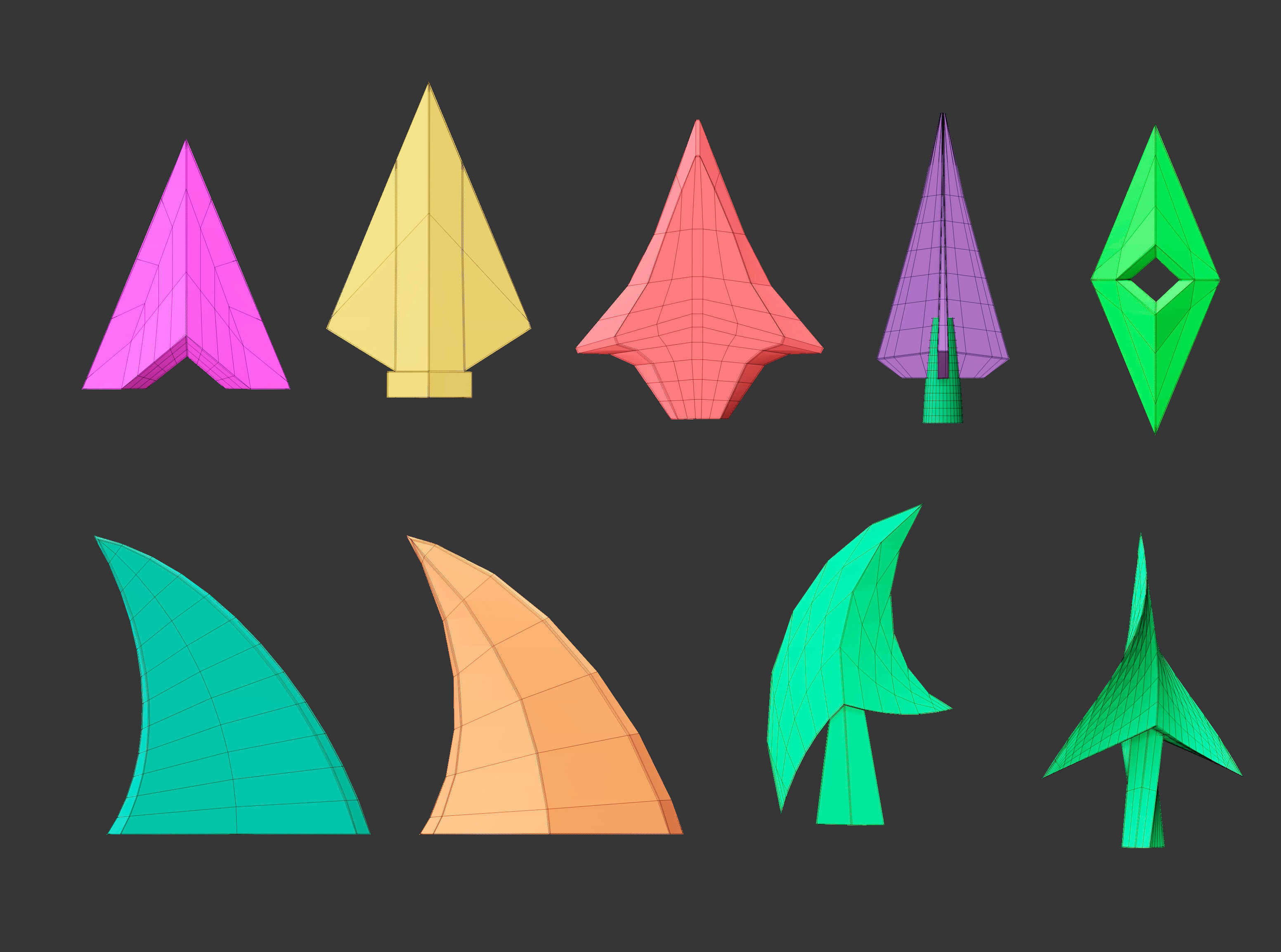 50 low poly studs and spikes imm set 3D model_8