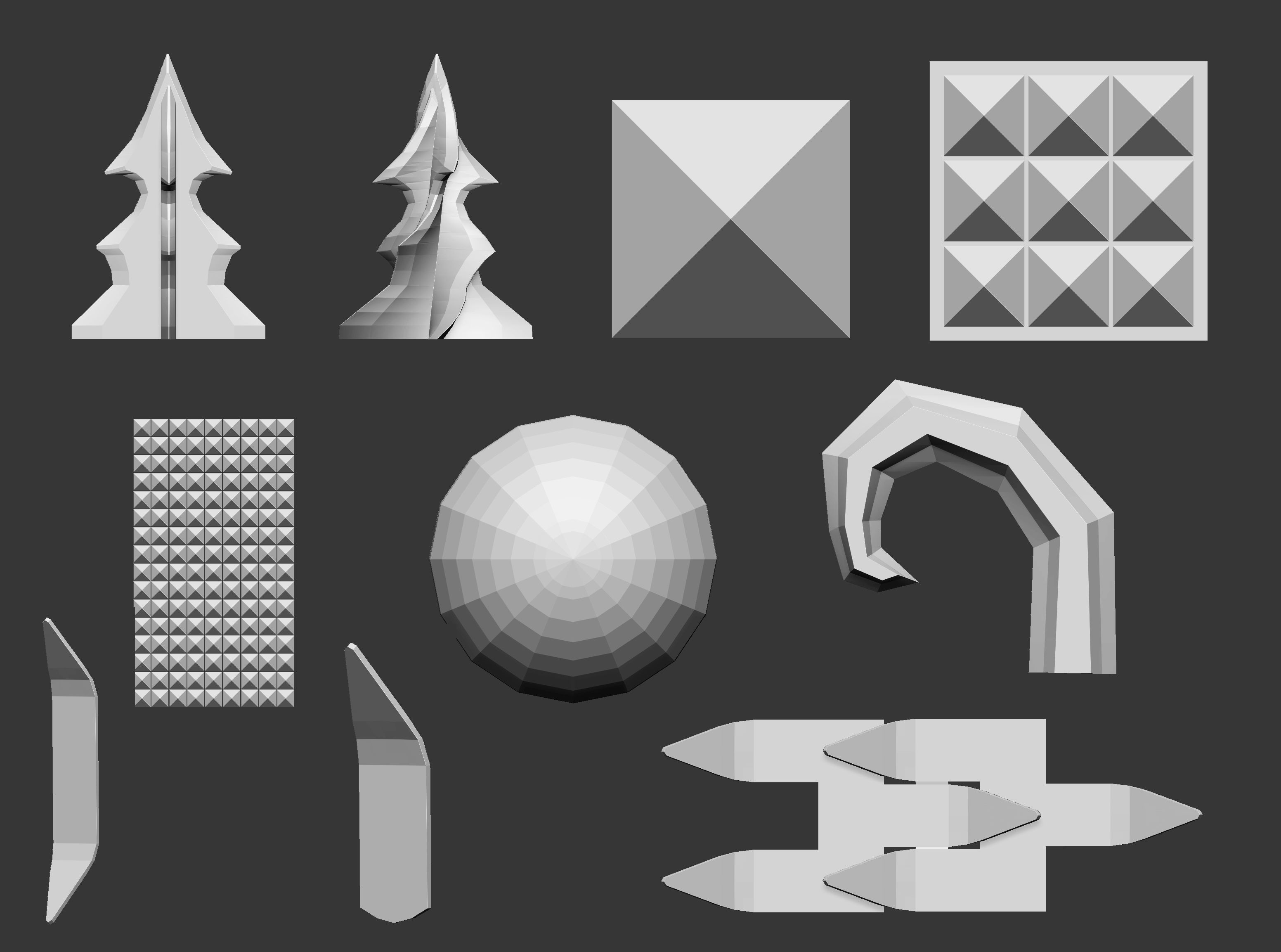 50 low poly studs and spikes imm set 3D model_5