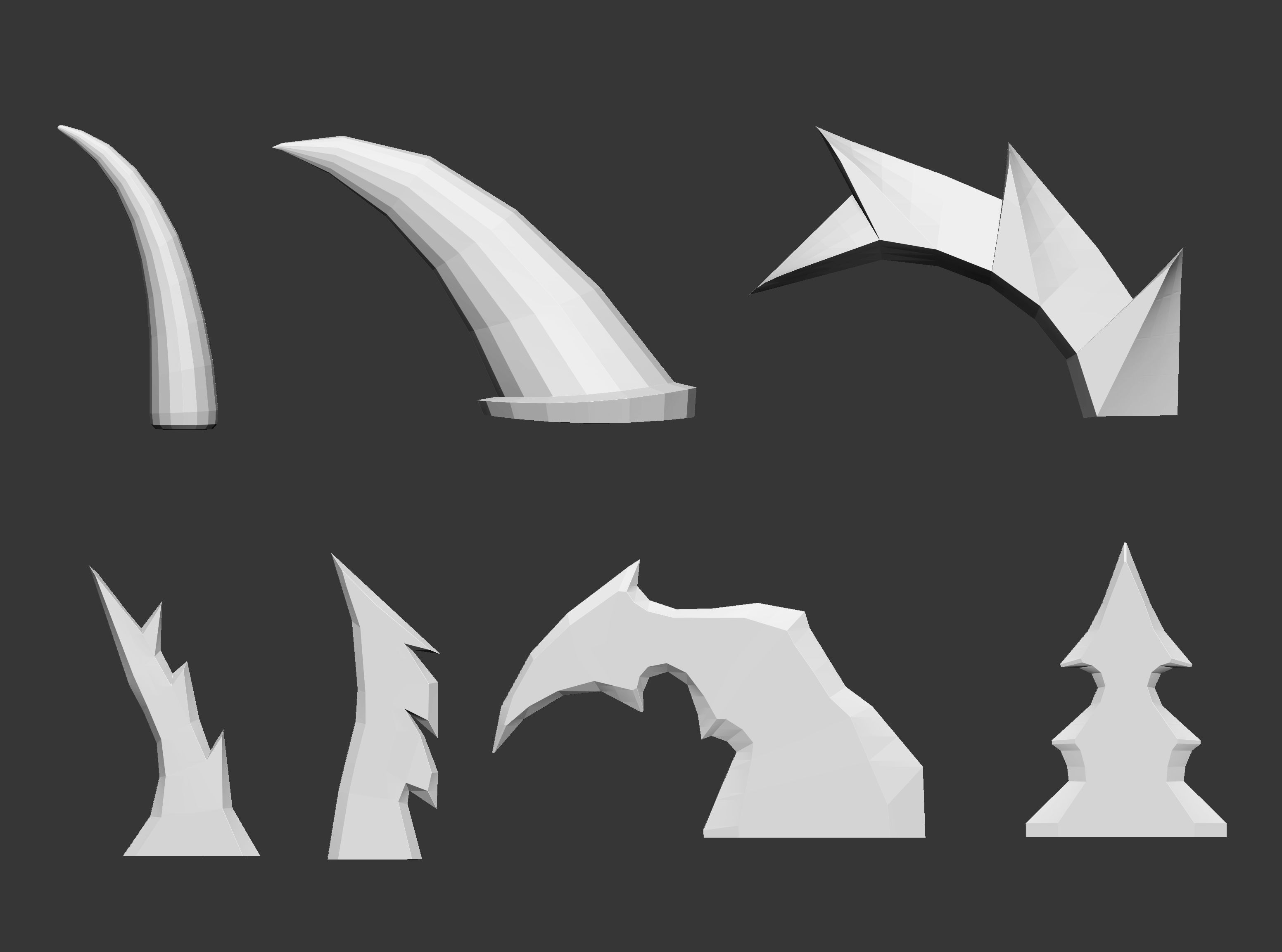 50 low poly studs and spikes imm set 3D model_4
