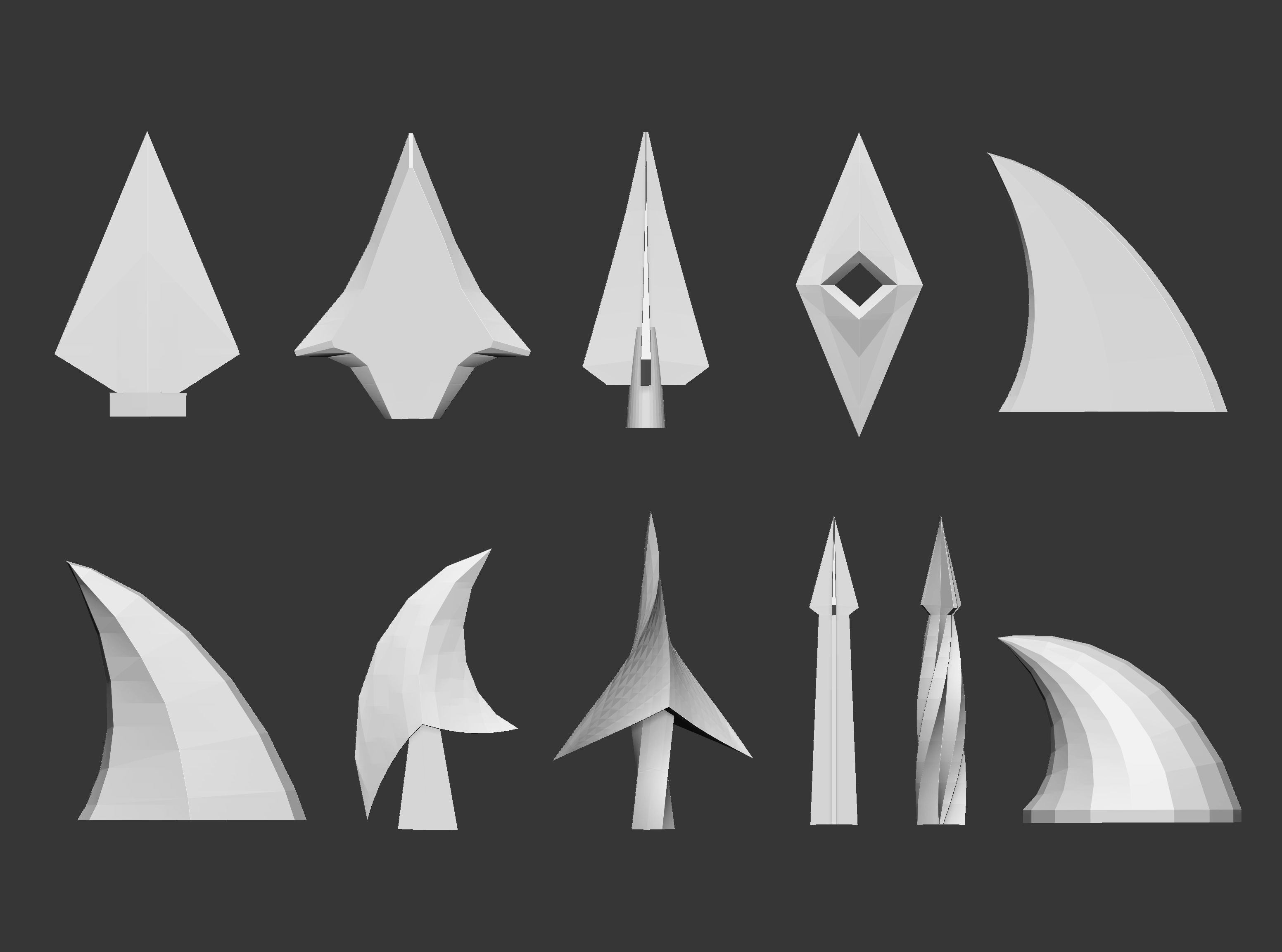 50 low poly studs and spikes imm set 3D model_3