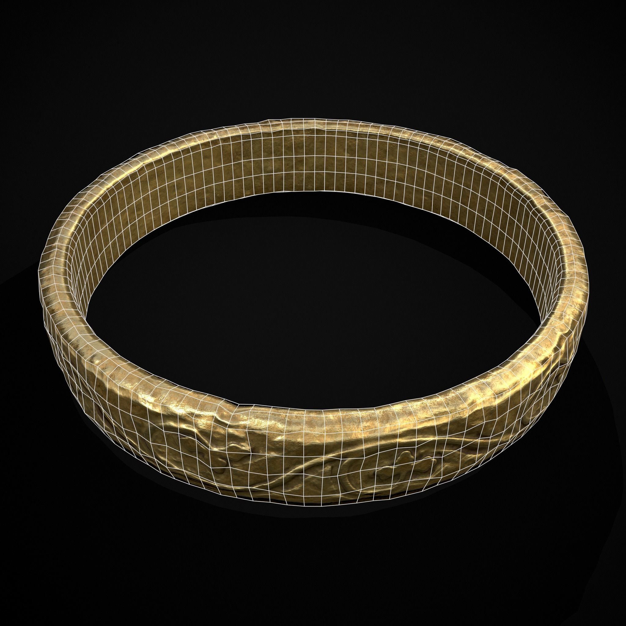 Engraved Medieval Flowers Ring Low-poly 3D model_22