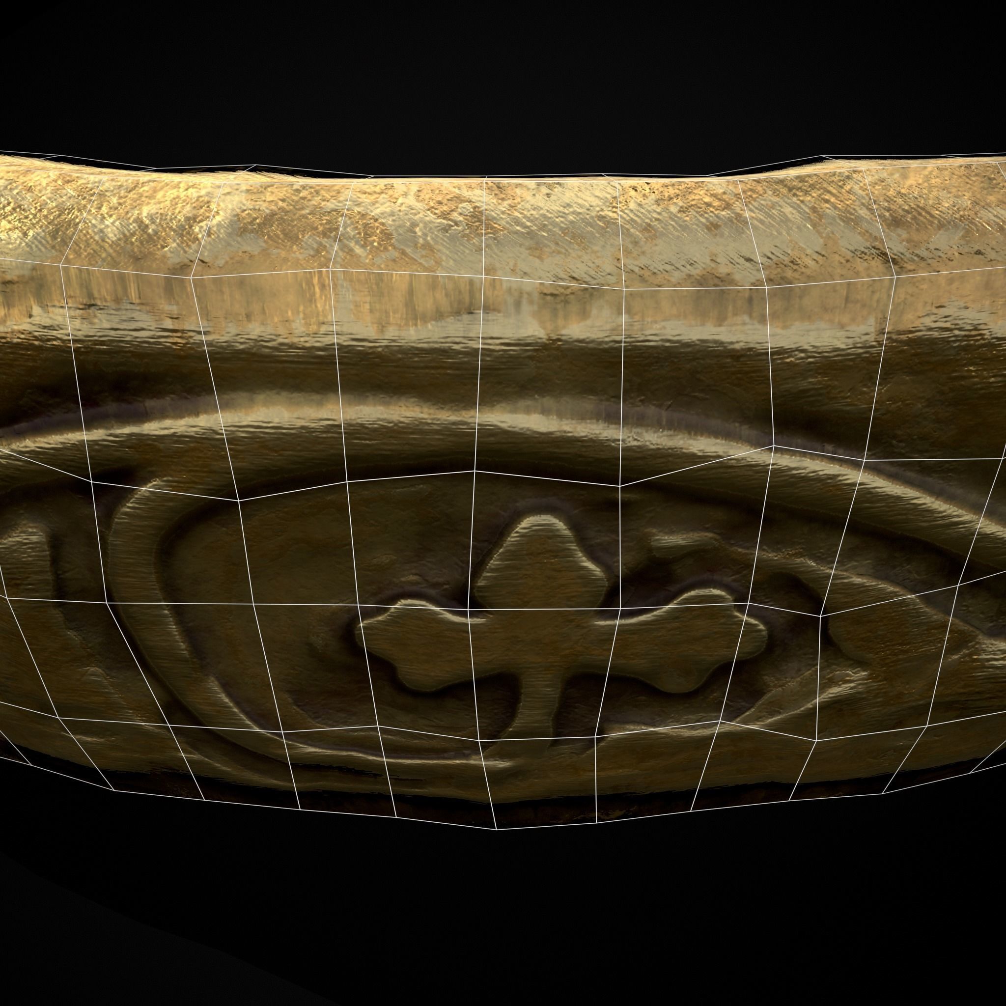 Engraved Medieval Flowers Ring Low-poly 3D model_8