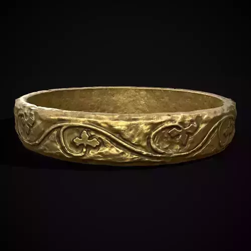 Engraved Medieval Flowers Ring Low-poly 3D model