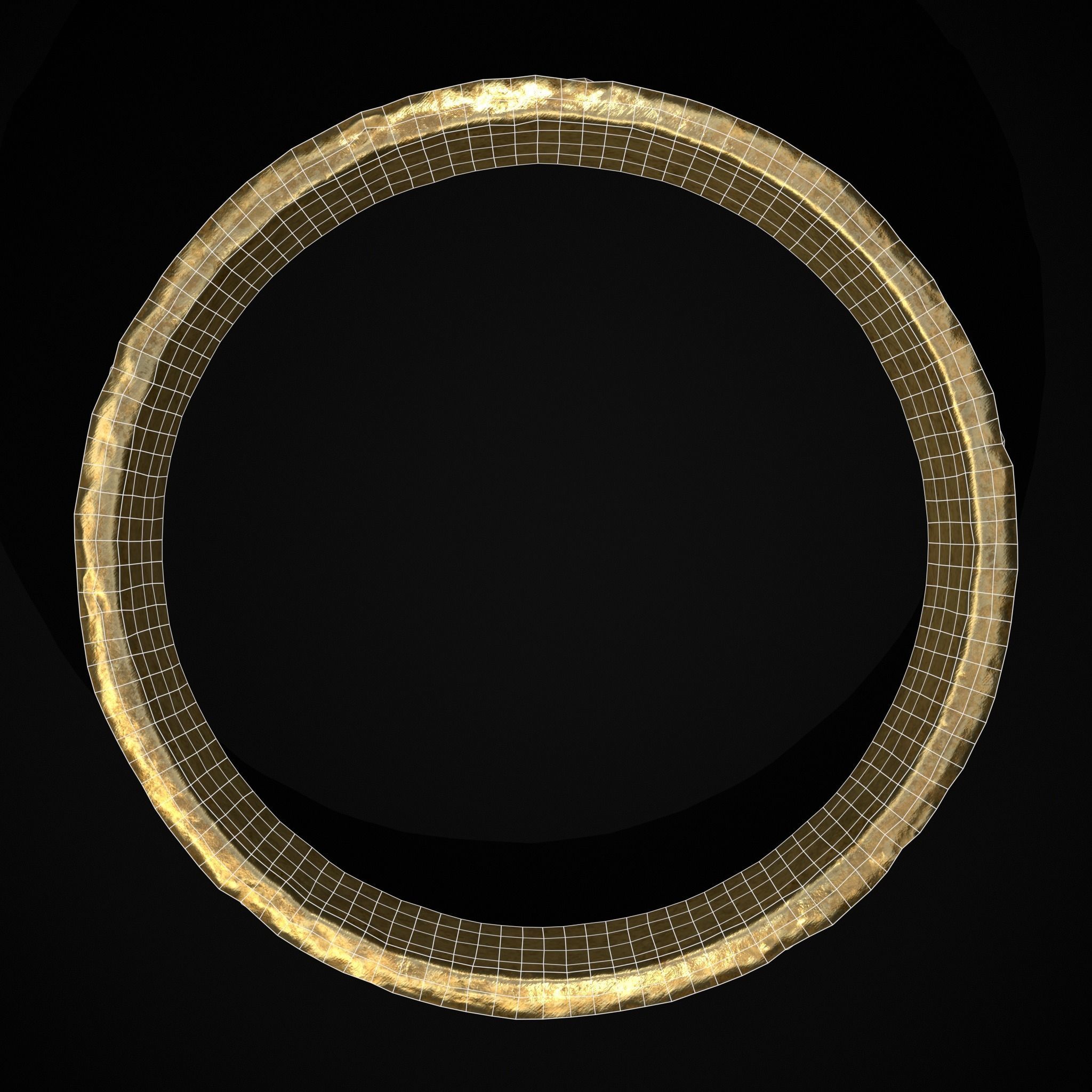 Engraved Medieval Flowers Ring Low-poly 3D model_18