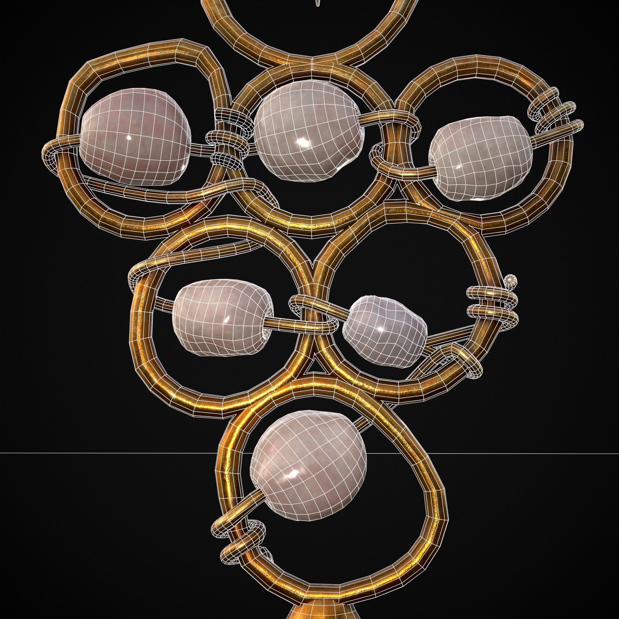 Pearl Loop Drop Earrings Low-poly 3D model_20