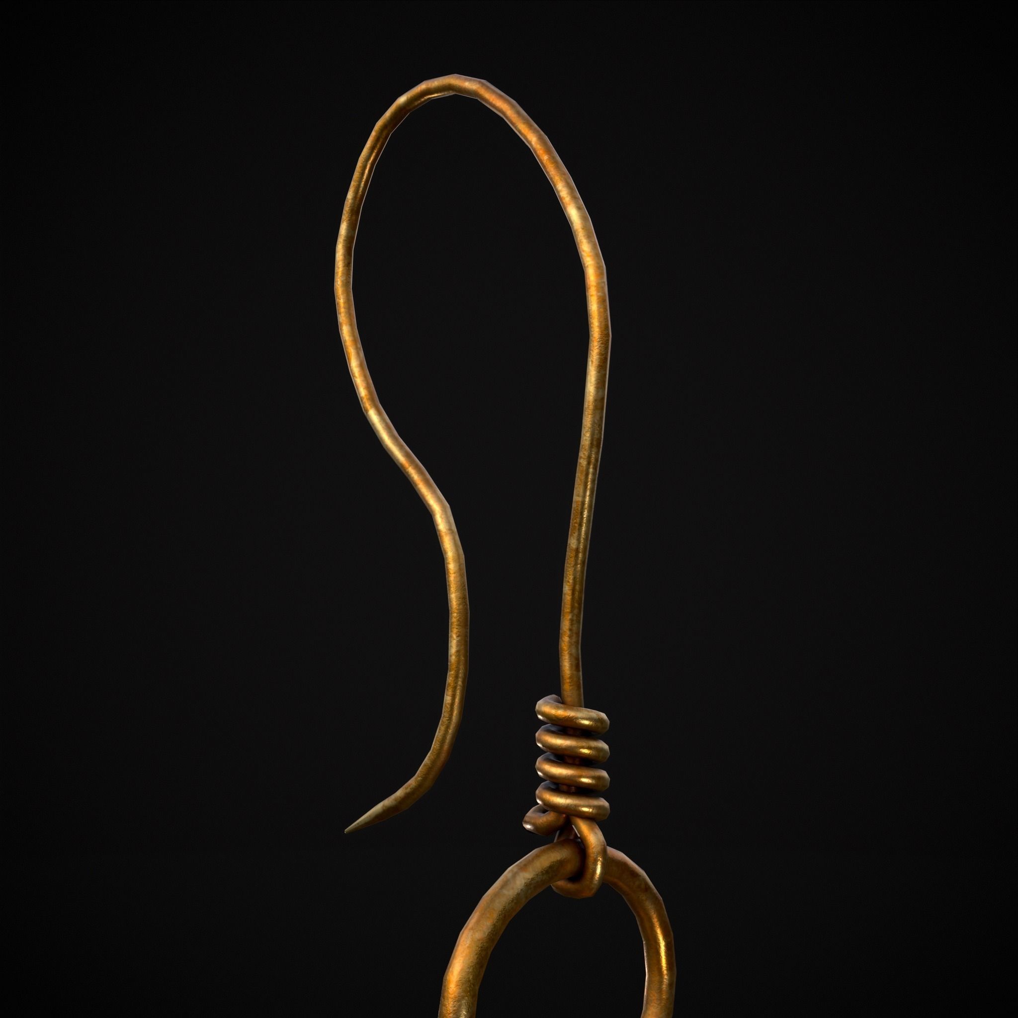 Pearl Loop Drop Earrings Low-poly 3D model_11