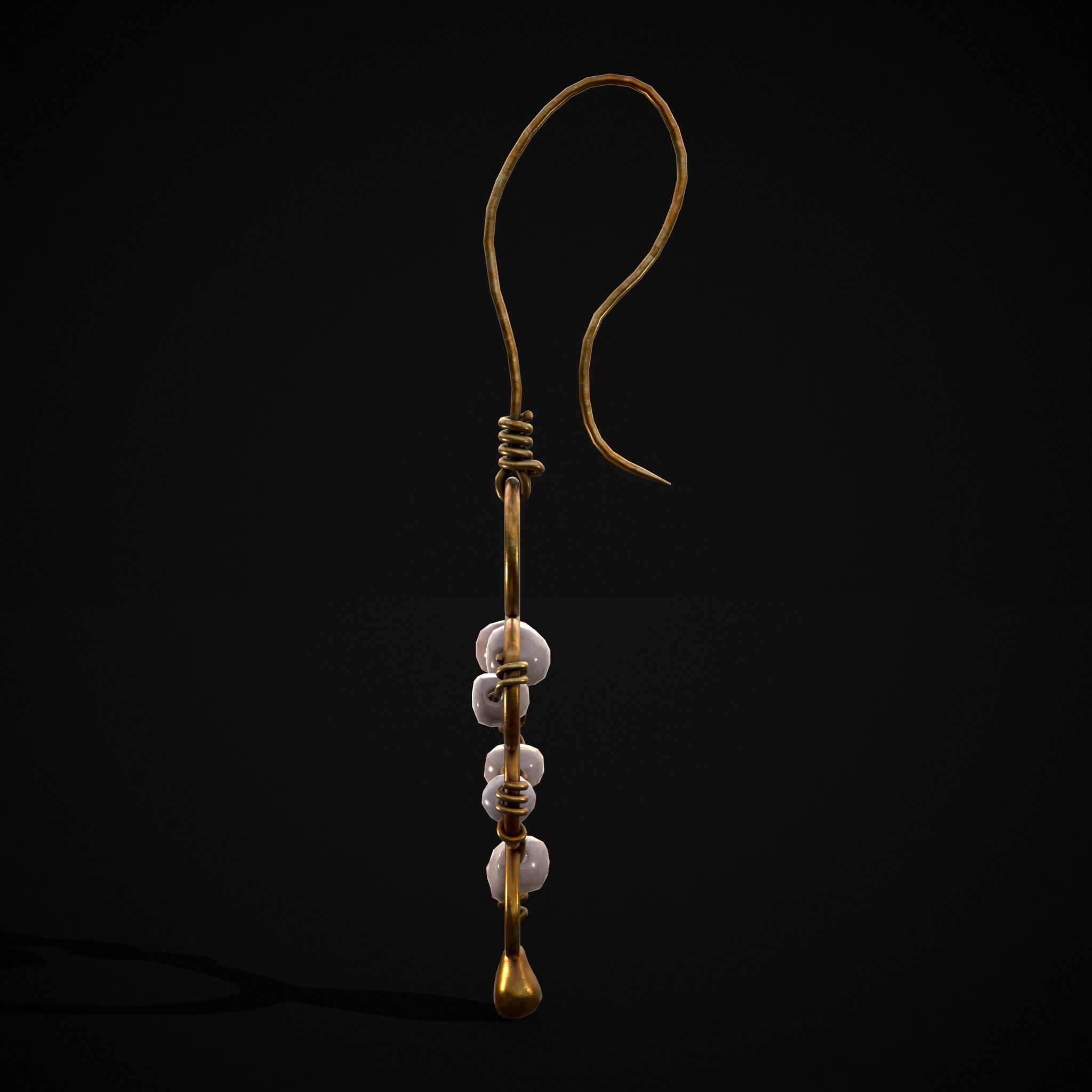 Pearl Loop Drop Earrings Low-poly 3D model_31