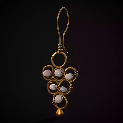Pearl Loop Drop Earrings Low-poly 3D model