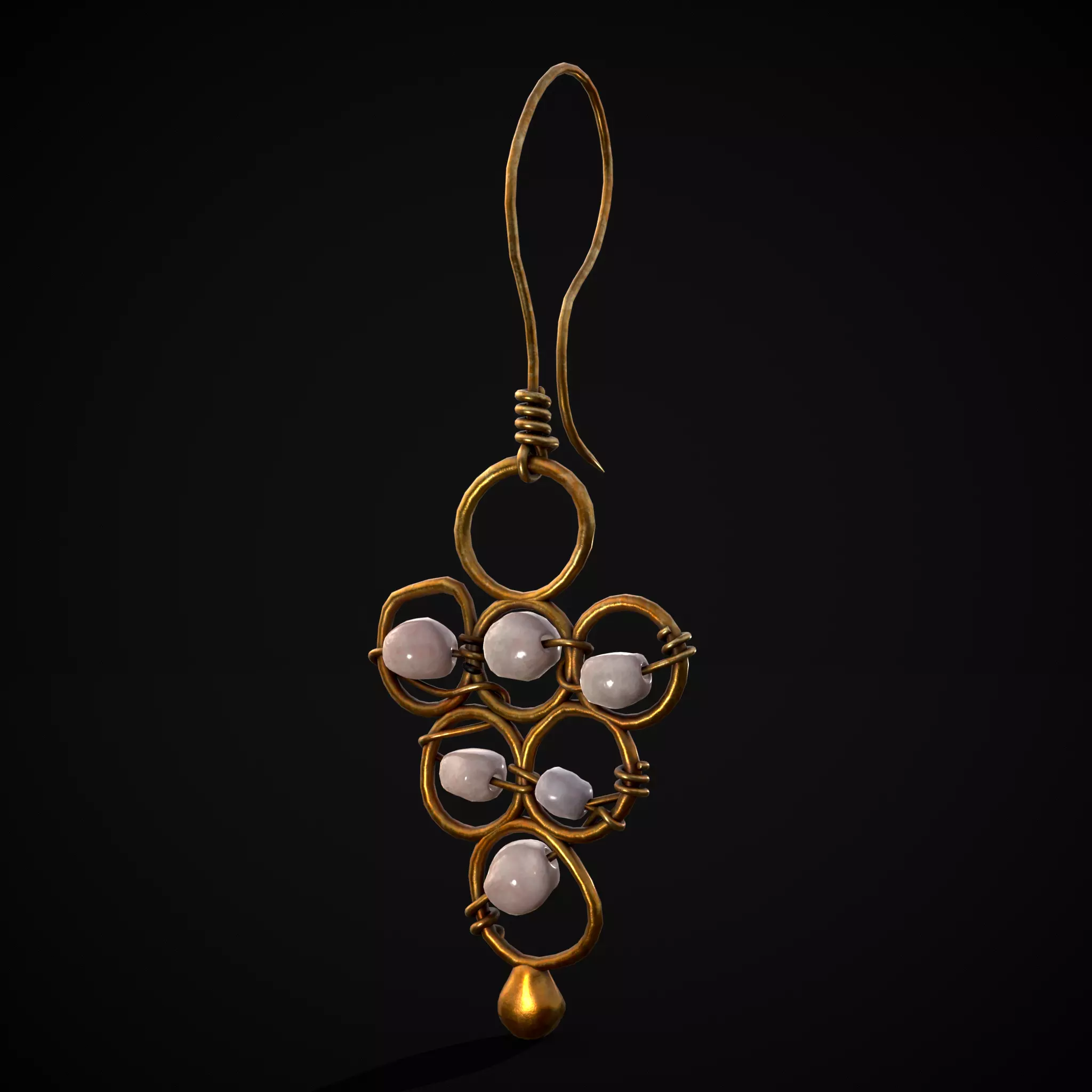 Pearl Loop Drop Earrings Low-poly 3D model_0